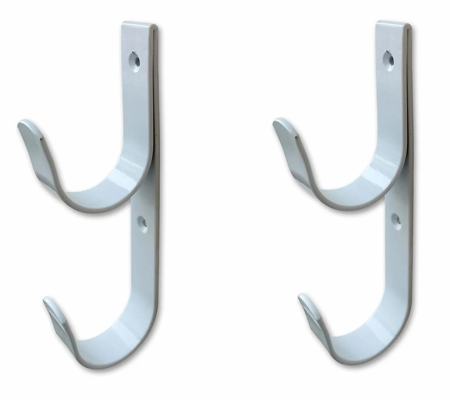 Juego de 2 perchas anchas para poste de piscina, resistentes ganchos de aluminio blanco con tornillos, ganchos perfectos para alberca, postes telescópicos, espumantes, equipo de jardín, etc.