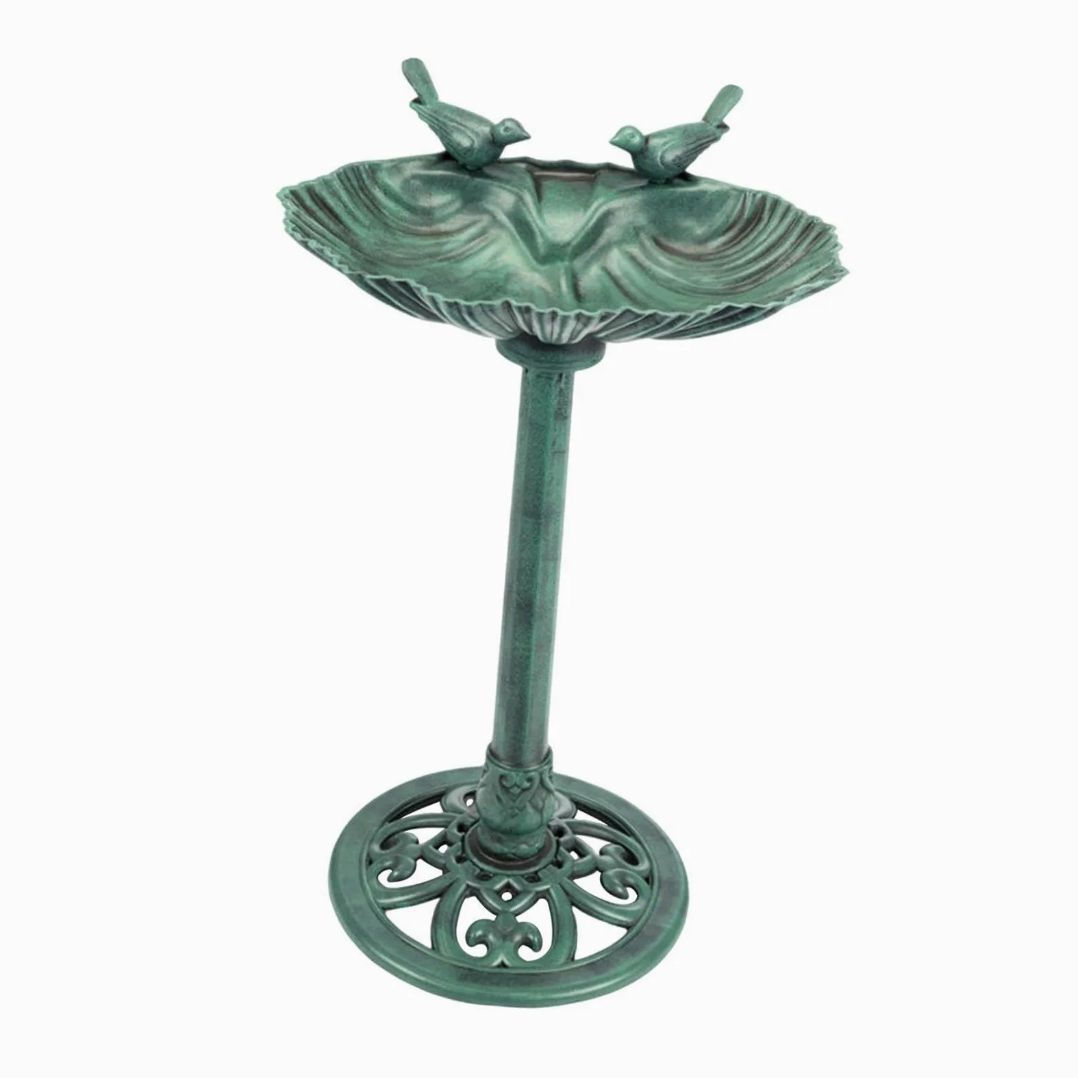 LOVIVER Bebedero para pájaros de jardín, Ideal para Amantes de Las Aves. Bebedero con Pedestal, comedero Multifuncional, Base Estable, 80 cm de Altura. Adorno, Verde