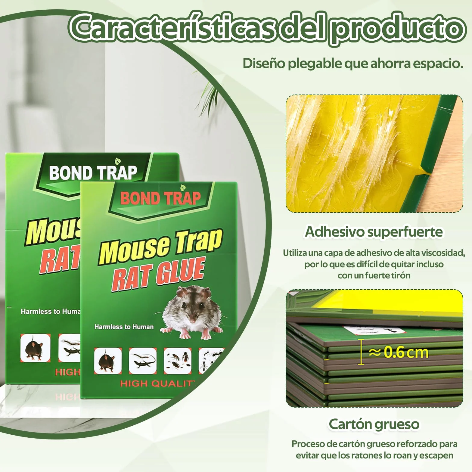 12 Piezas Pegamento Ratones Pegajoso Fuerte Trampa Aadhesiva para Ratas y Ratones Profesional Atrapa Ratón y Cucarachas, Trampas Ratas Adhesivo Utilizado en Cocinas, Salas de Estar, Almacenes