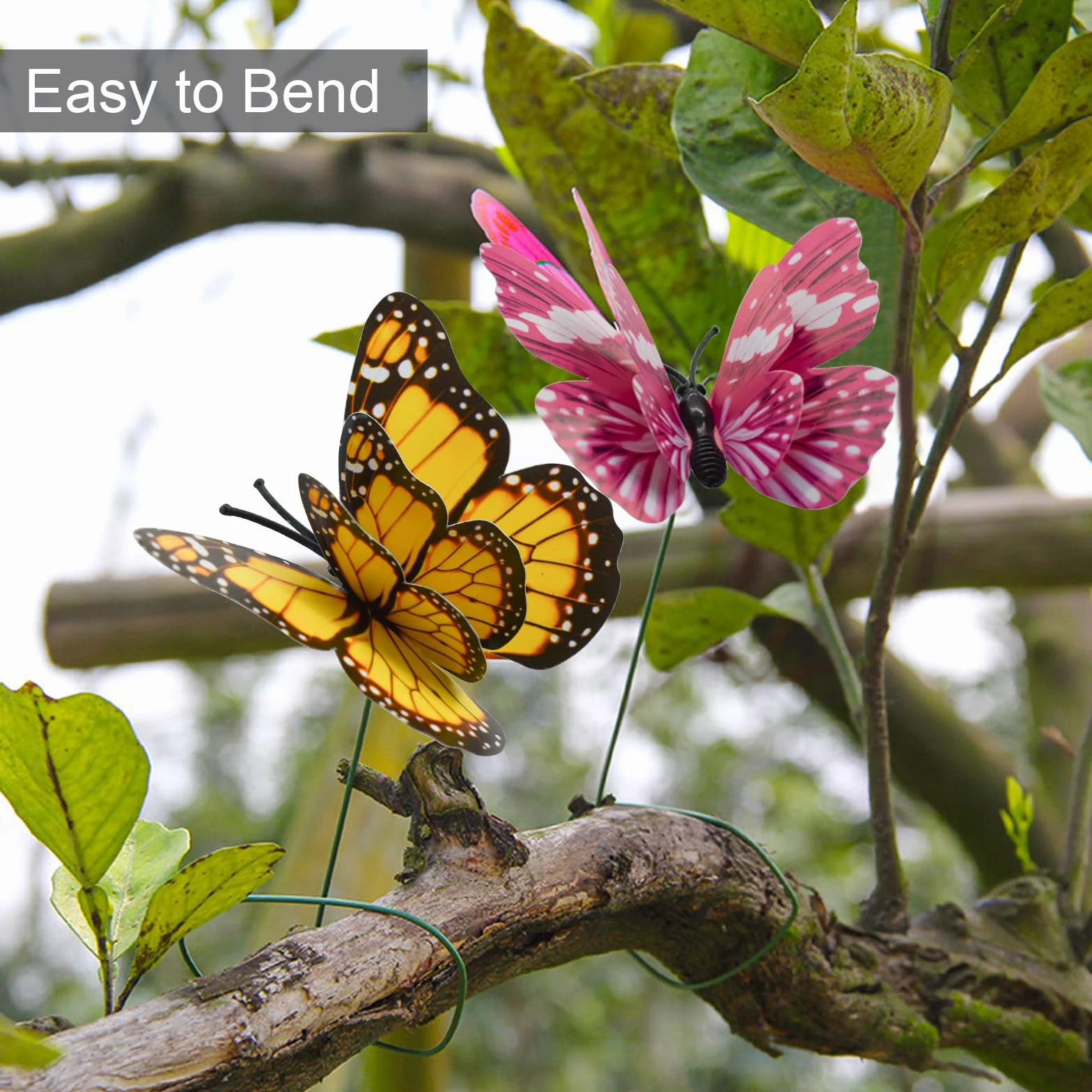 40 estacas de mariposa de libélula de jardín 3D, coloridas mariposas impermeables de PVC con estacas de doble ala, estacas decorativas de jardín para interiores y exteriores, patio, césped