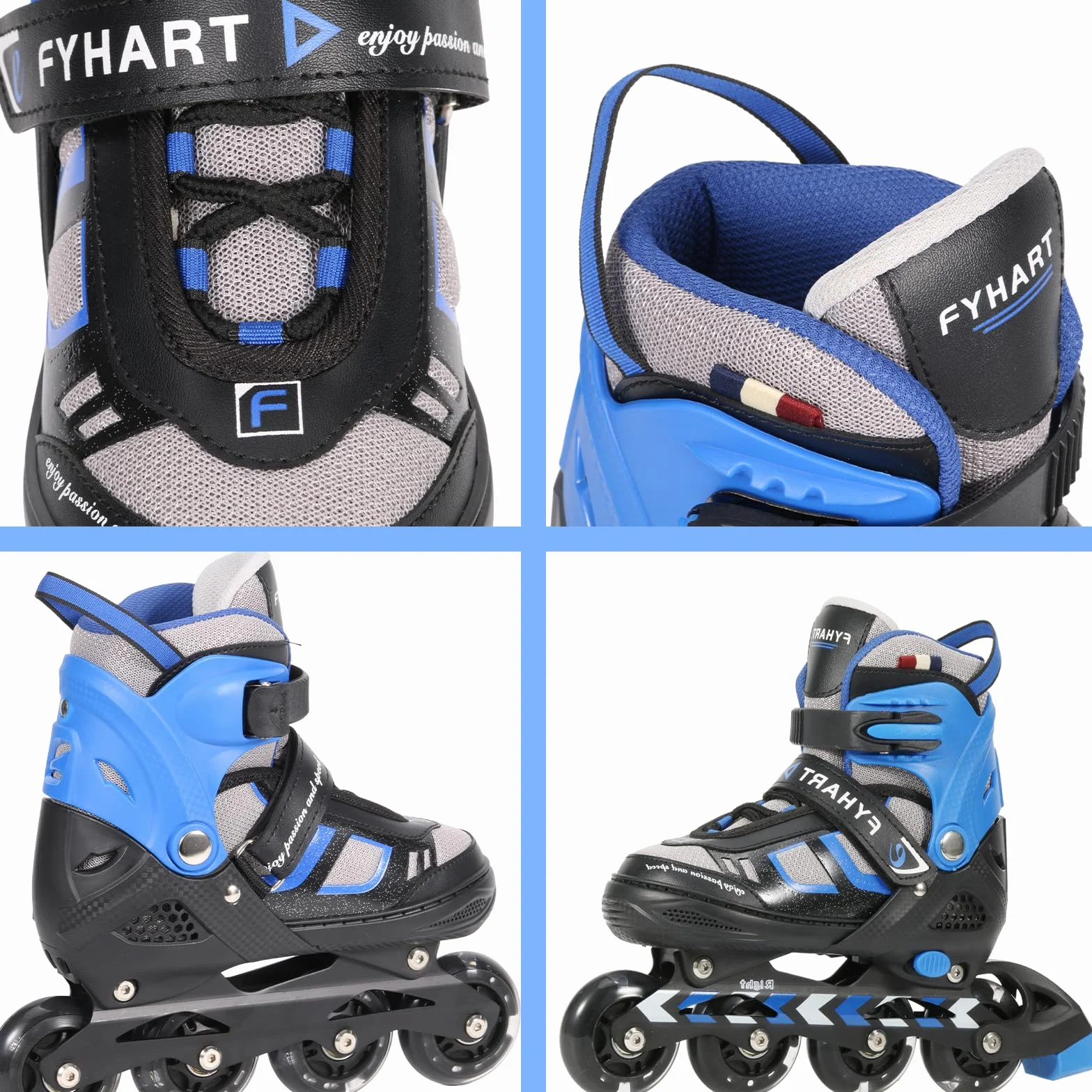Patines en Línea Ajustables 4 Ruedas para Niños, Jóvenes y Adultos, 4 Tamaños, Uso Interior y Exterior