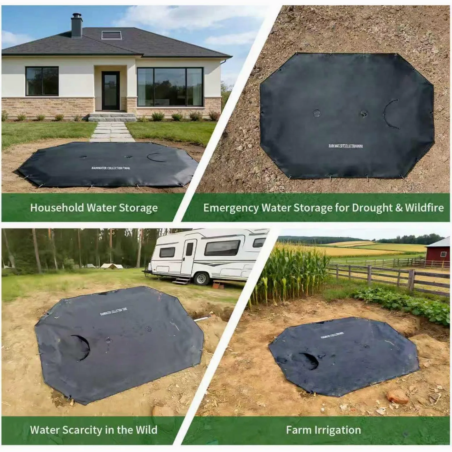 Captación de Lluvia Captador Subterráneo Empotrado Pluvial | Colector de agua para exteriores para Macizo de Flores, Pasarela, Riego, Entrada, Terraza, Césped, Patio Trasero, Jardín