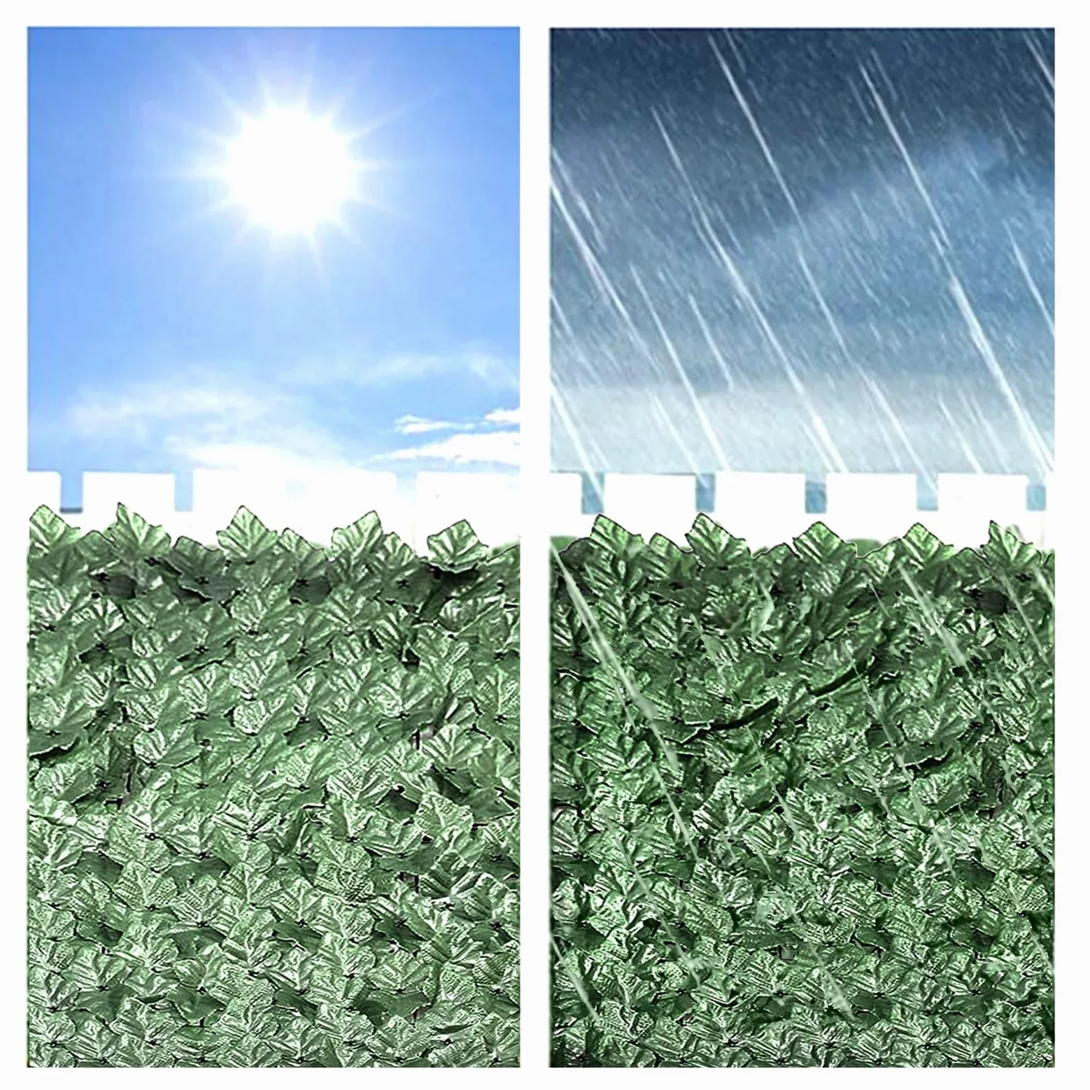 Seto de hiedra artificial de 1 x 3 m de privacidad, rollo de valla de hojas verdes para exteriores, jardín, balcón, pared decorativa ideal para patio, patio y paisaje