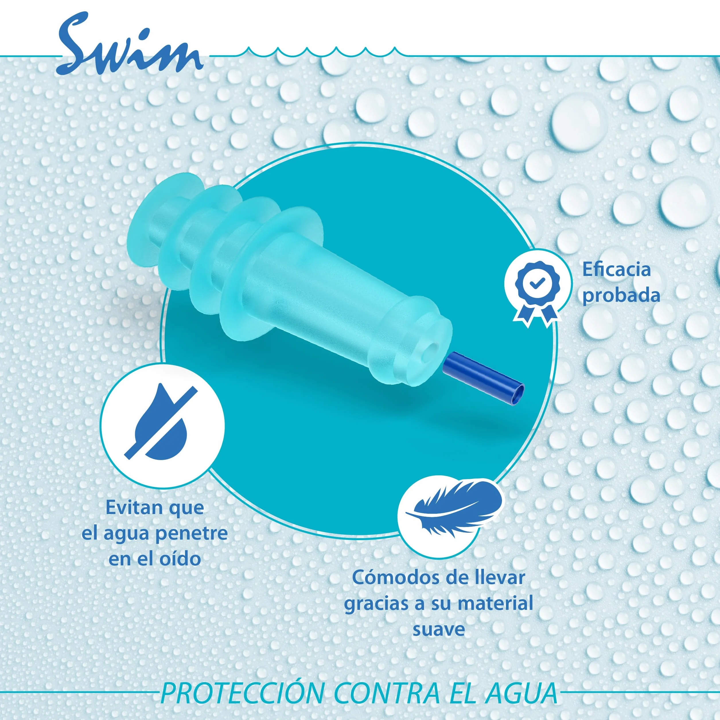SANOHRA tapones para los oídos impermeables para nadar reutilizables 1 par adultos