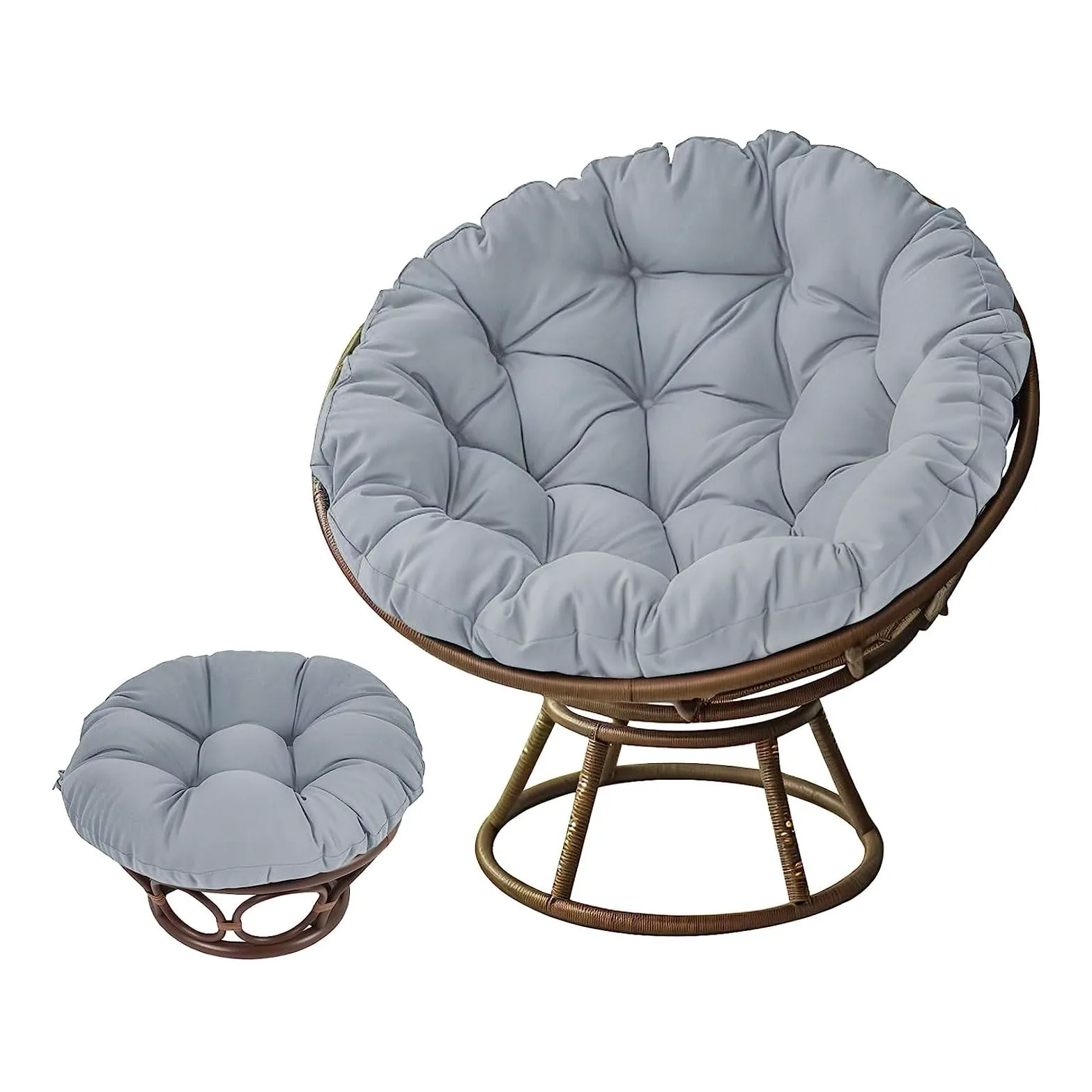 Cojín Papasan Redondo 80x80cm Gris - Almohadilla Gruesa para Silla Colgante de Exterior