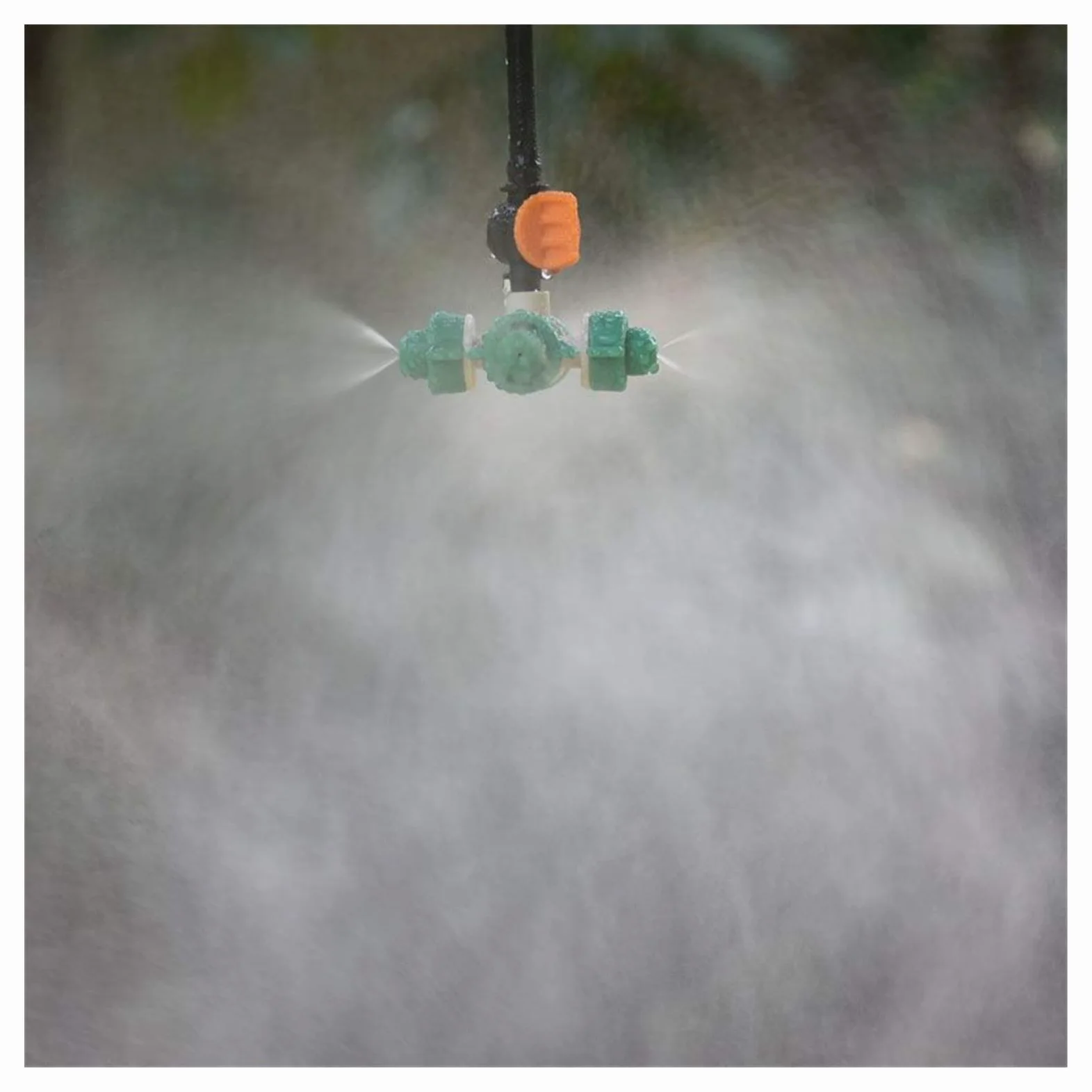 Boquillas atomizadoras Cruzadas Riego por Goteo para Invernadero Pulverizador de Agua Válvula de Niebla antigoteo Boquillas de 4 vías 2 Juegos (Color: Verde)