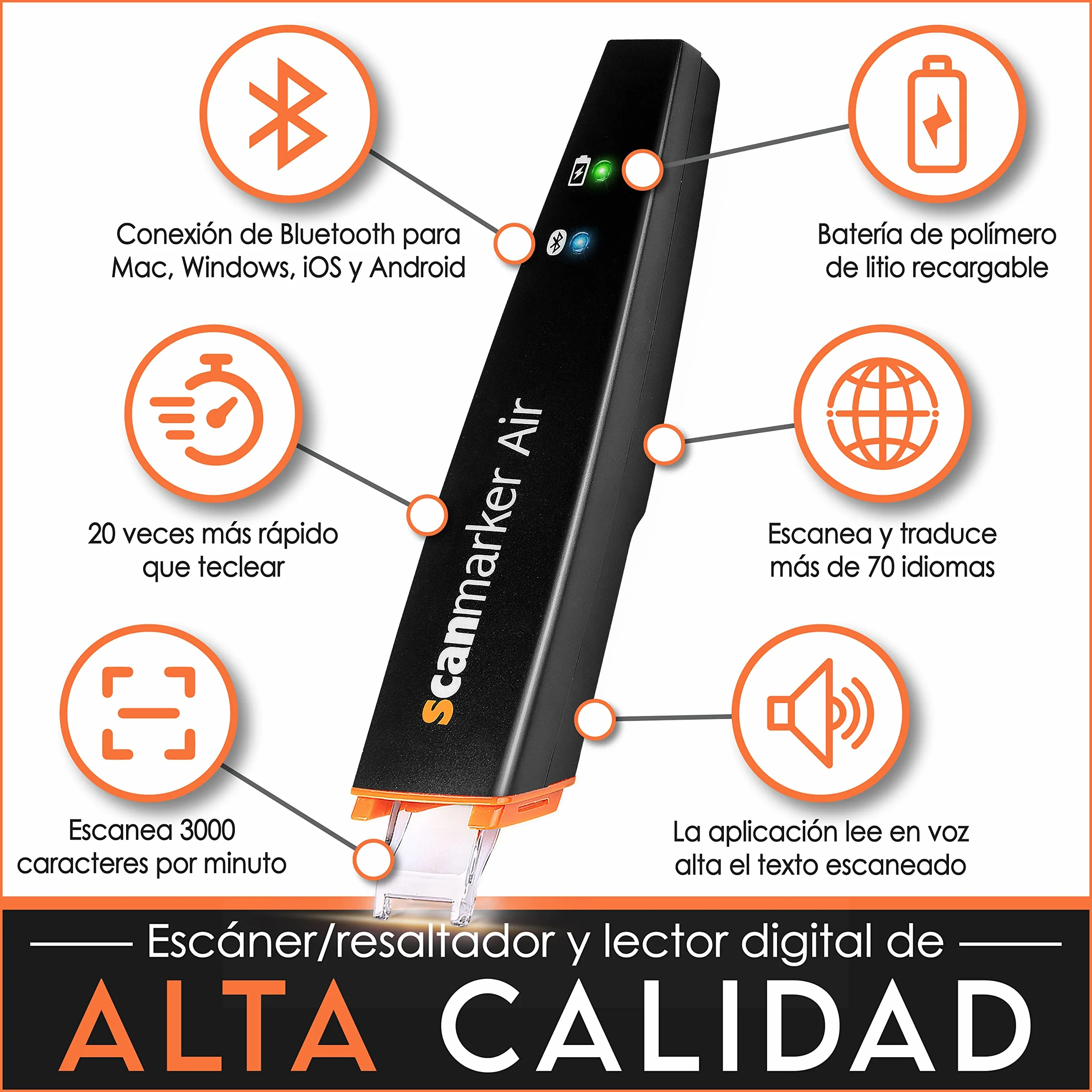 Scanmarker Air Lápiz Escáner Lector OCR Digital Inalámbrico Negro