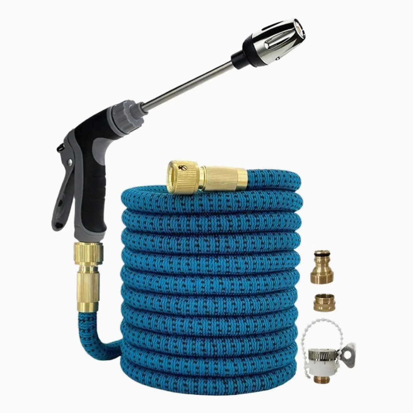 Manguera de jardín Extensible, Manguera de Agua Flexible para jardín, Manguera de jardín Flexible, Manguera de conexión para riego de automóviles, Azul Verdoso, 7,6–15,2 m (Verde, 7,6 m)