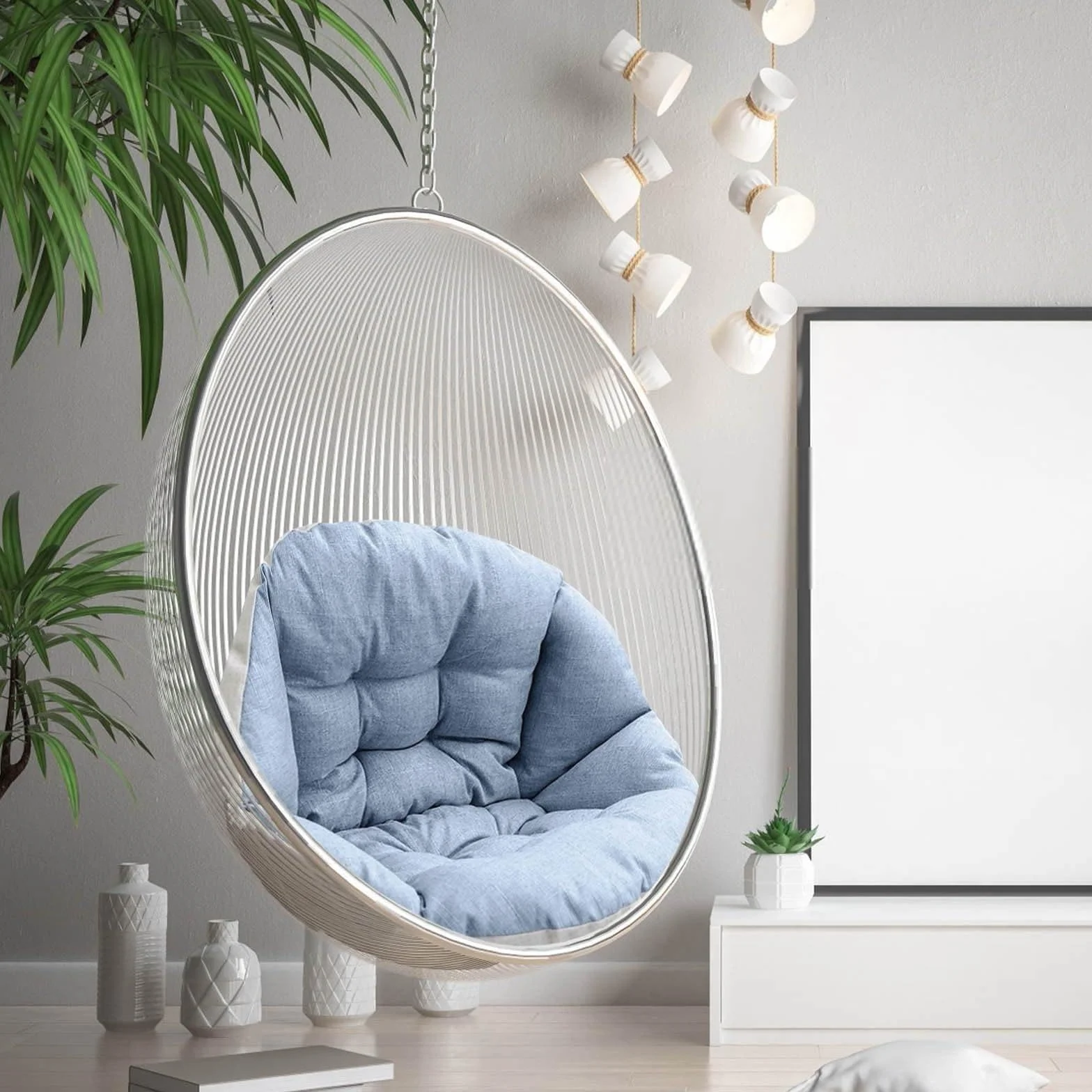 Colcolo Cojín de Respaldo para Silla de Columpio, Multifuncional, Cojín para Sillón, Cesta Colgante, Jardín y Porche, Azul