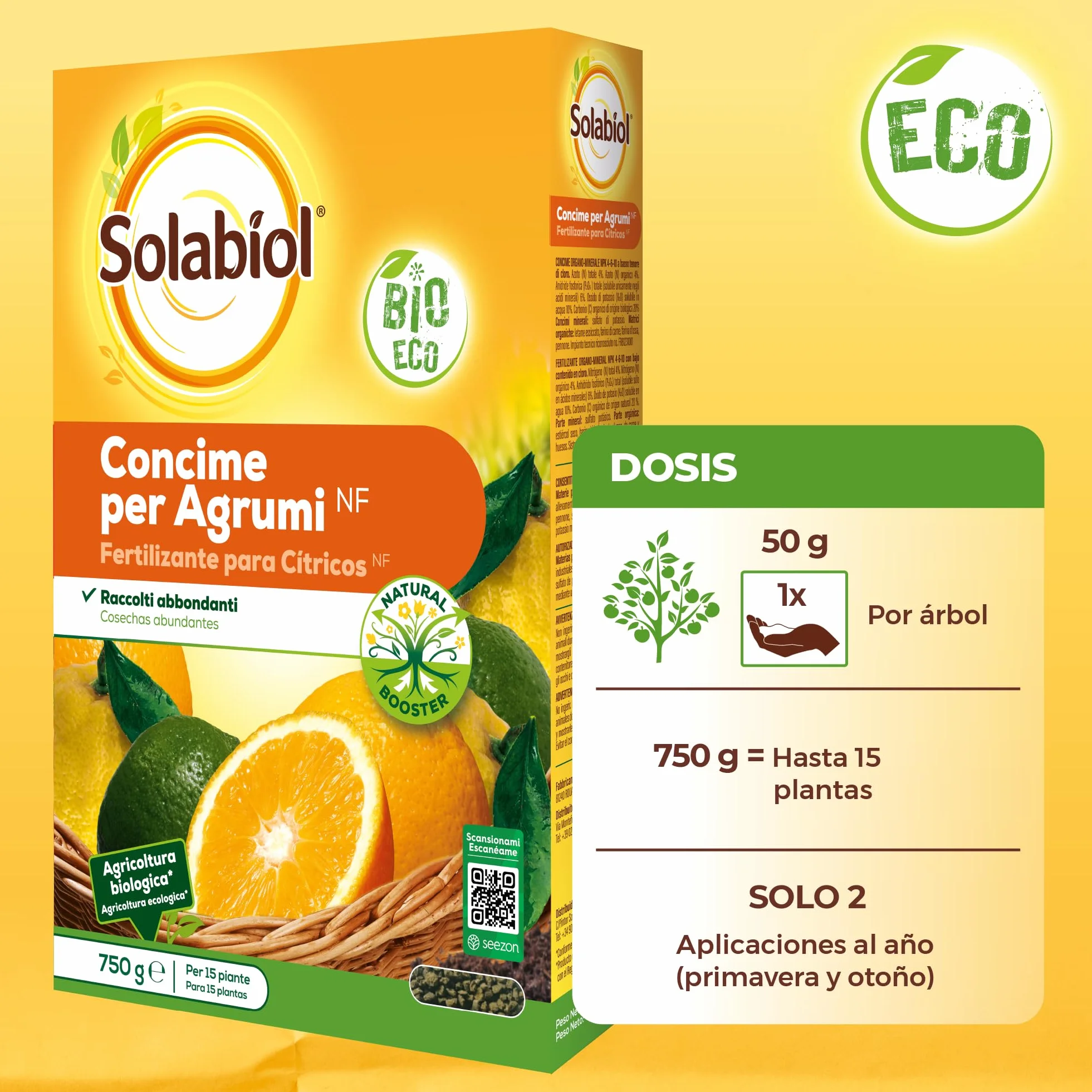 Fertilizante cítricos, ingredientes 100% orgánicos con estimulador radicular para una mejora de la cosecha