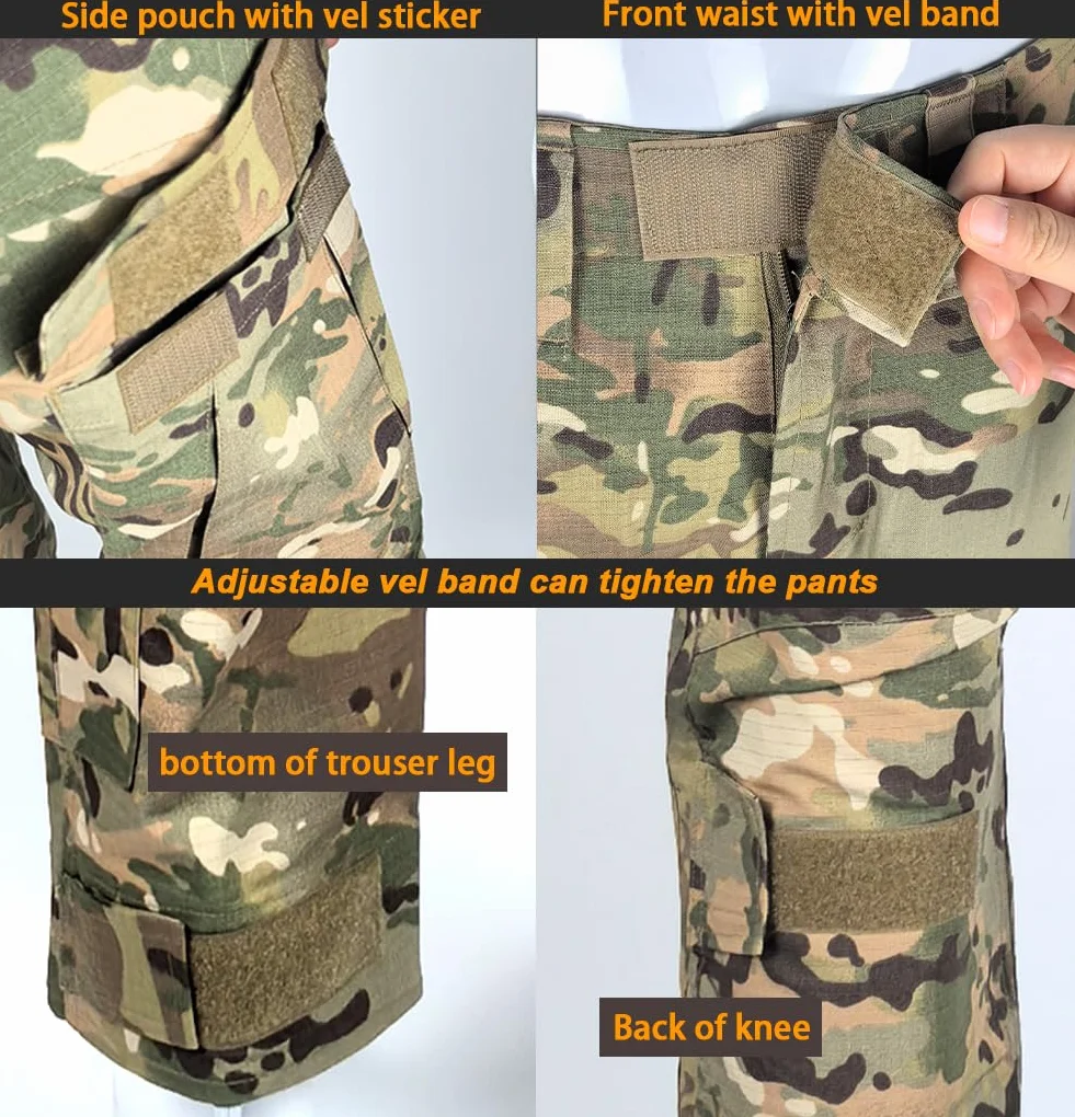 Pantalones militares tácticos AOR2 con rodilleras para hombre airsoft paintball