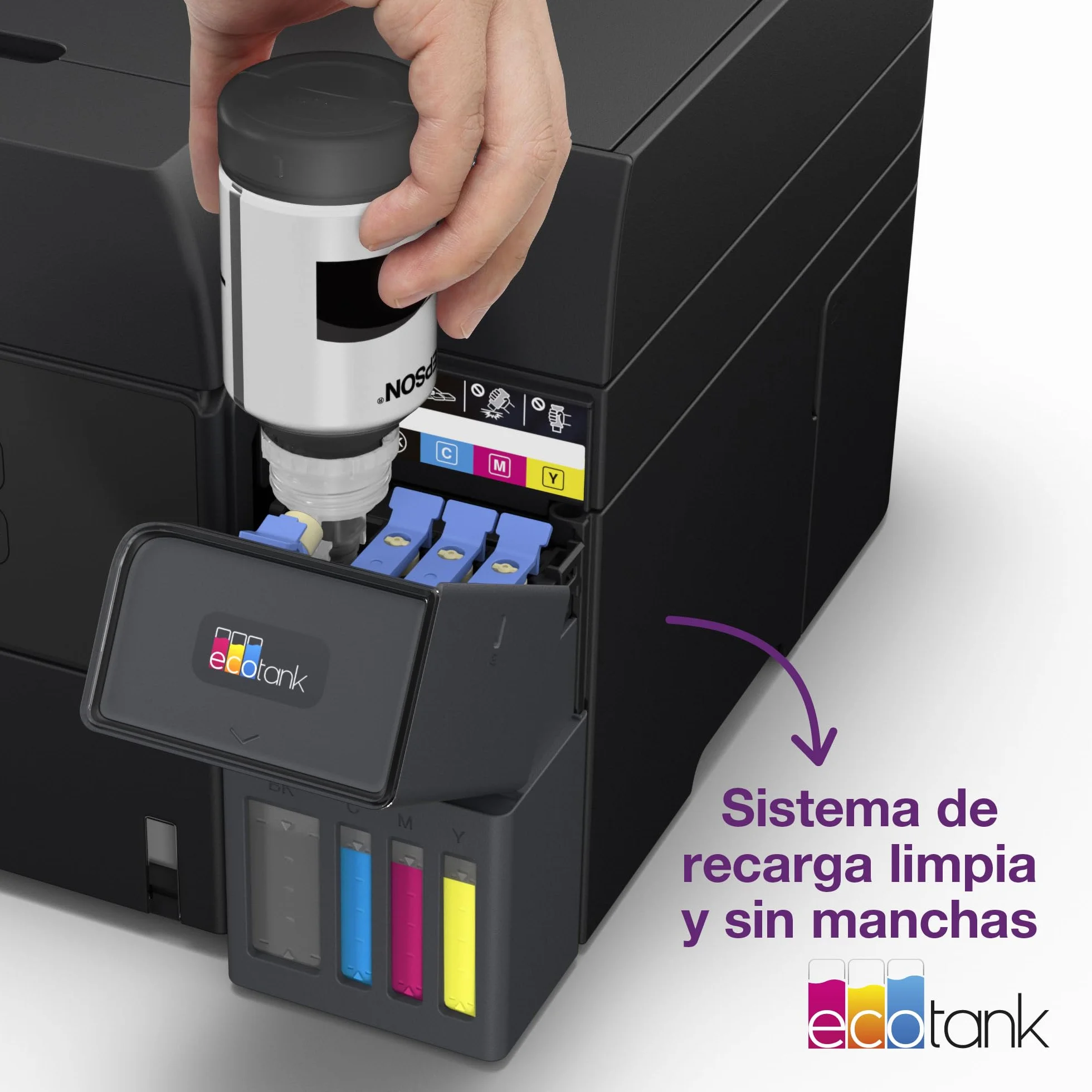 Epson EcoTank ET-3950 Impresora de Depósito de Tinta Wi-Fi A4 Doble Cara Imprimir Copiar Escanear Pantalla LCD 6,1cm ADF 30 Hojas Tinta Incluida