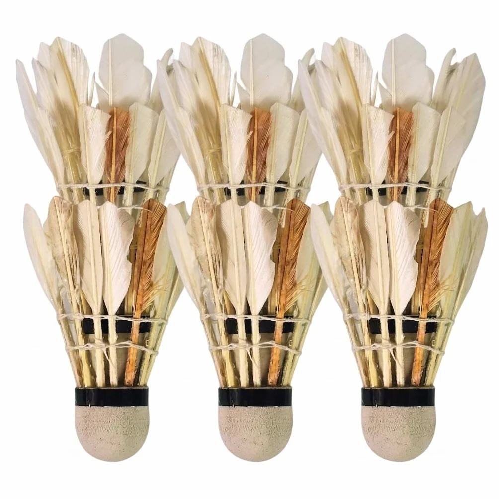 Pelotas Bádminton Pluma Natural Profesionales Resistentes Set 6 Pack Entrenamiento