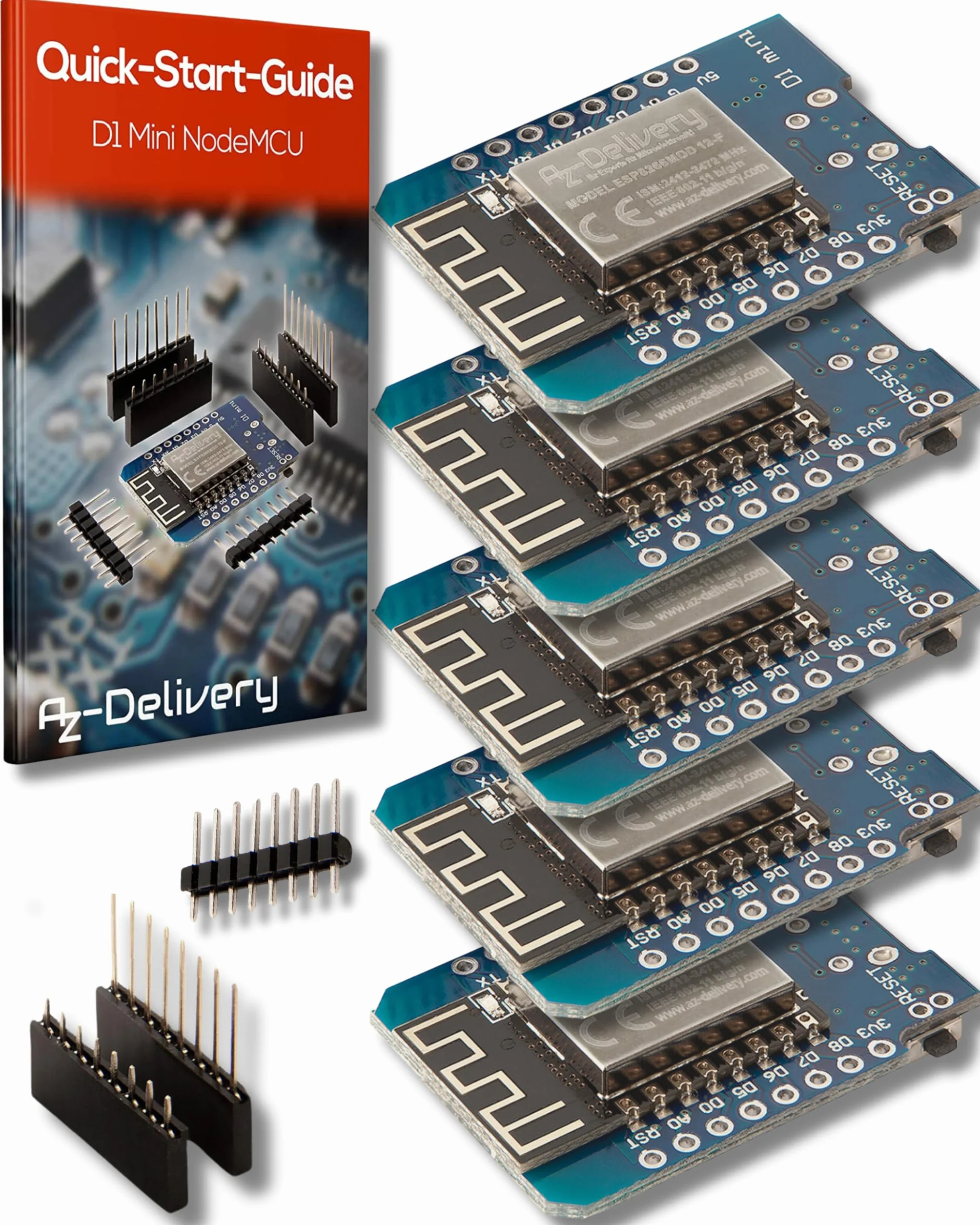 AZDelivery 3 pcs D1 Mini NodeMcu WiFi ESP8266-12F CH340G Modulo WLAN Lua Compatible Arduino
