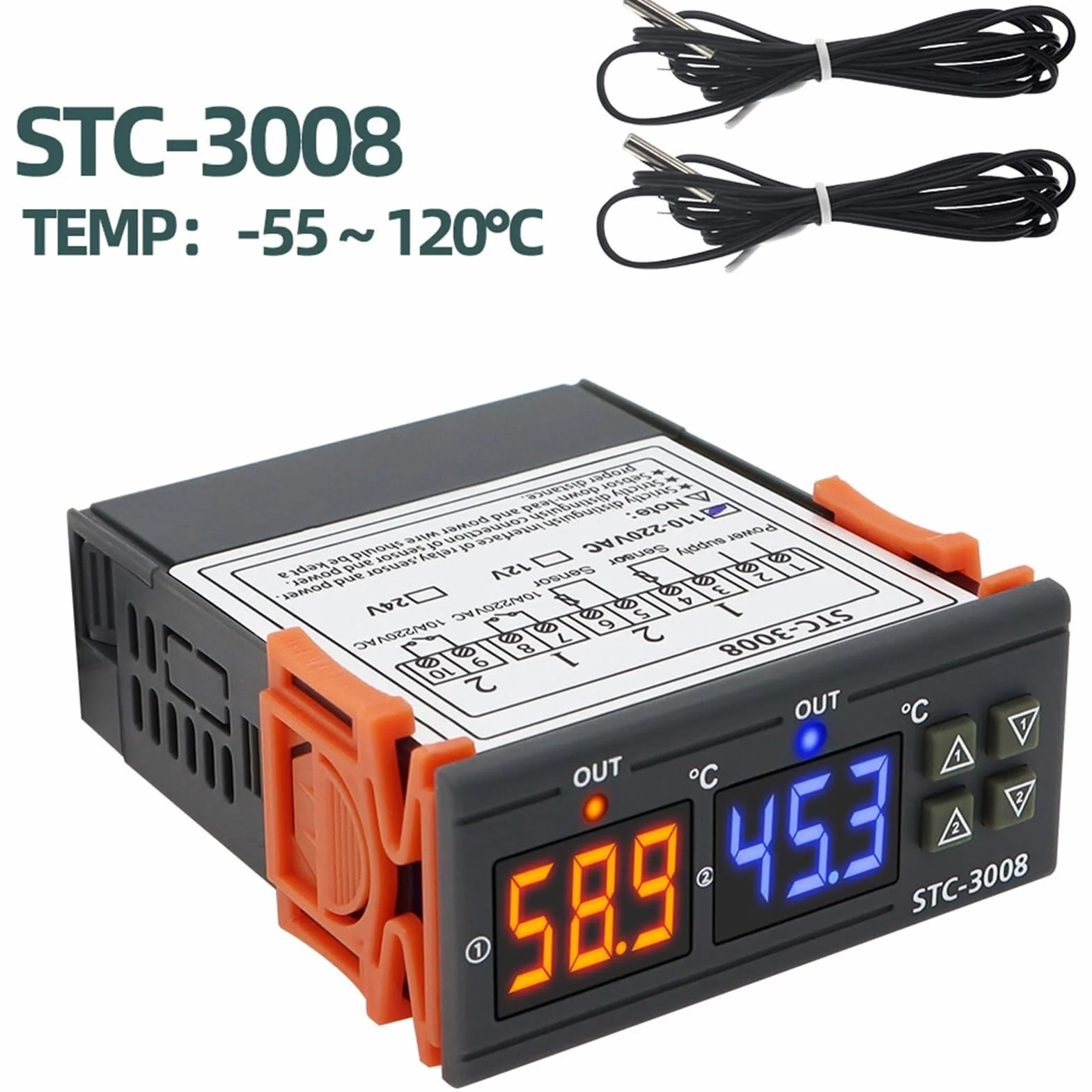 STC-1000 STC-3028 STC-3008 higrómetro Digital Controlador de Humedad termómetro Sensor Calentador refrigerador 24V/220V(STC-3008 AC110V-220V)