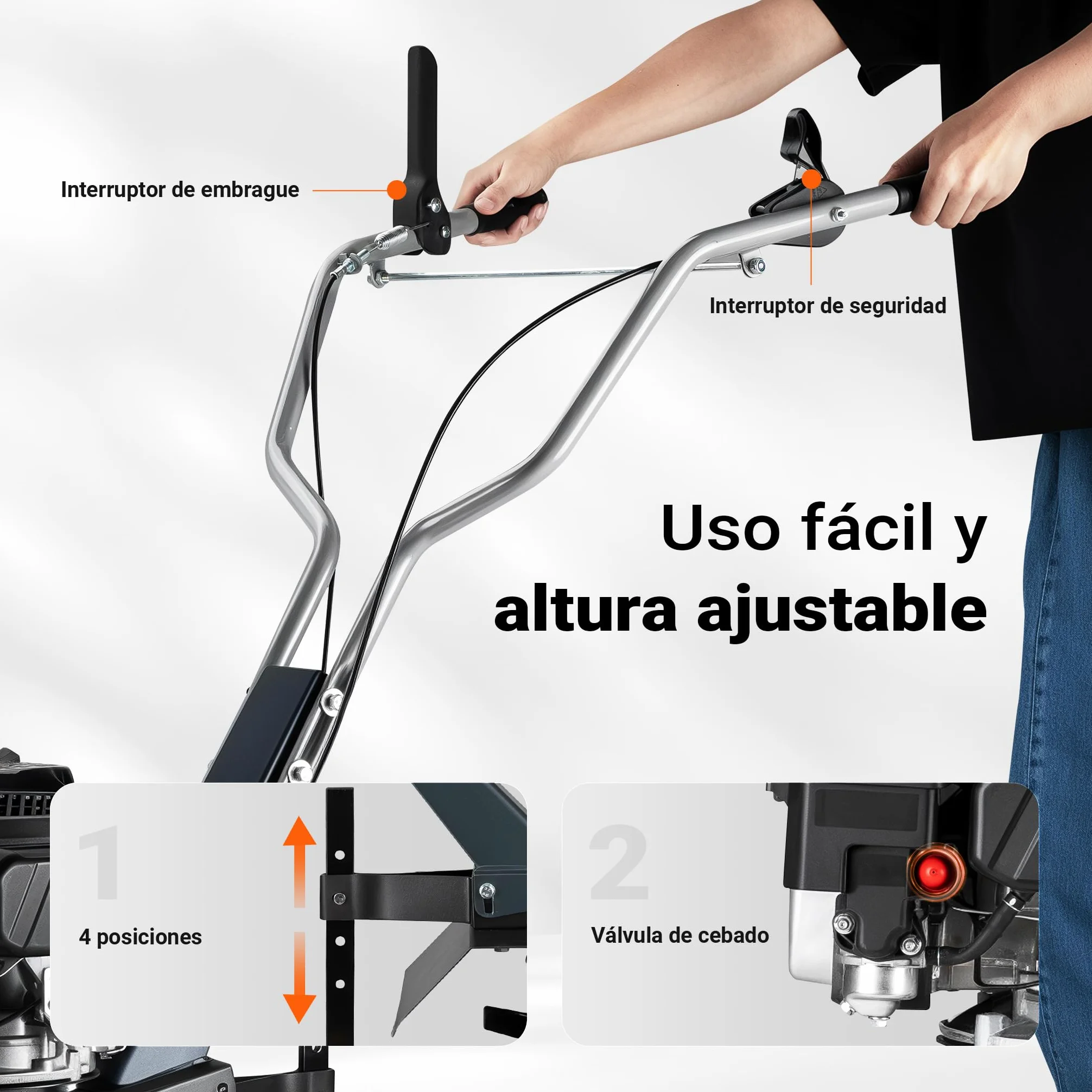 Wiltec Motocultor a Gasolina 36 cm de Ancho de Trabajo Motor 144 CC motoazada 4 Cuchillas cultivador con transmisión Euro 5 Robusto motocultivador cultivador