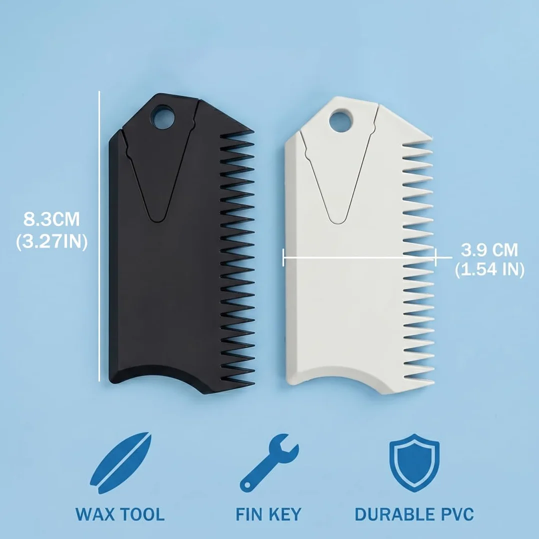 Juego de peines para encerar tablas de surf de 2 piezas, parafinas y ceras, con llave para quillas