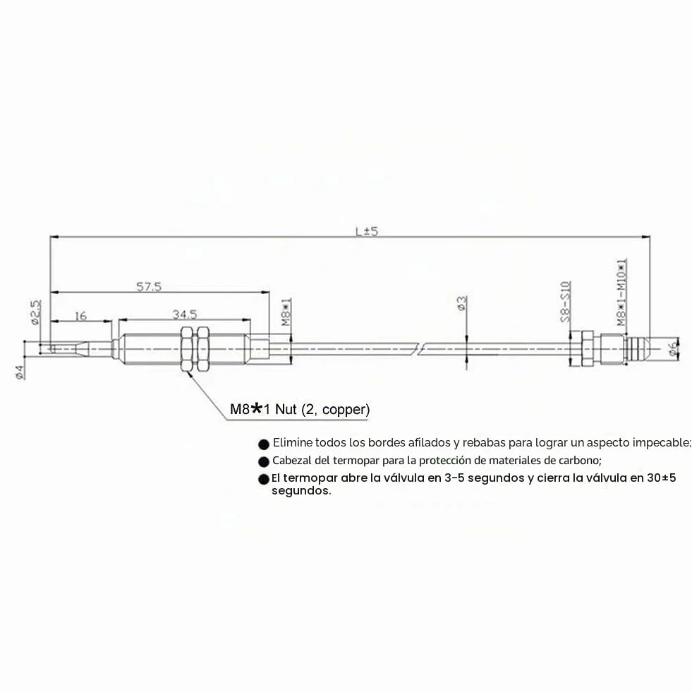 METER STAR Termopar de gas universal 24" para parrilla, calentador de hoguera o agua a gas, tuerca M8x1