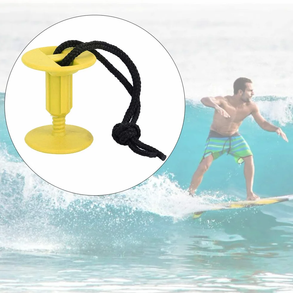 BORDSTRACT 6 Pcs Surfboard Leash Plug, Plastic Surfboard Traction Hand Rope, Replacement Surfboard Deck Plug Water Sports Accessories Yellow