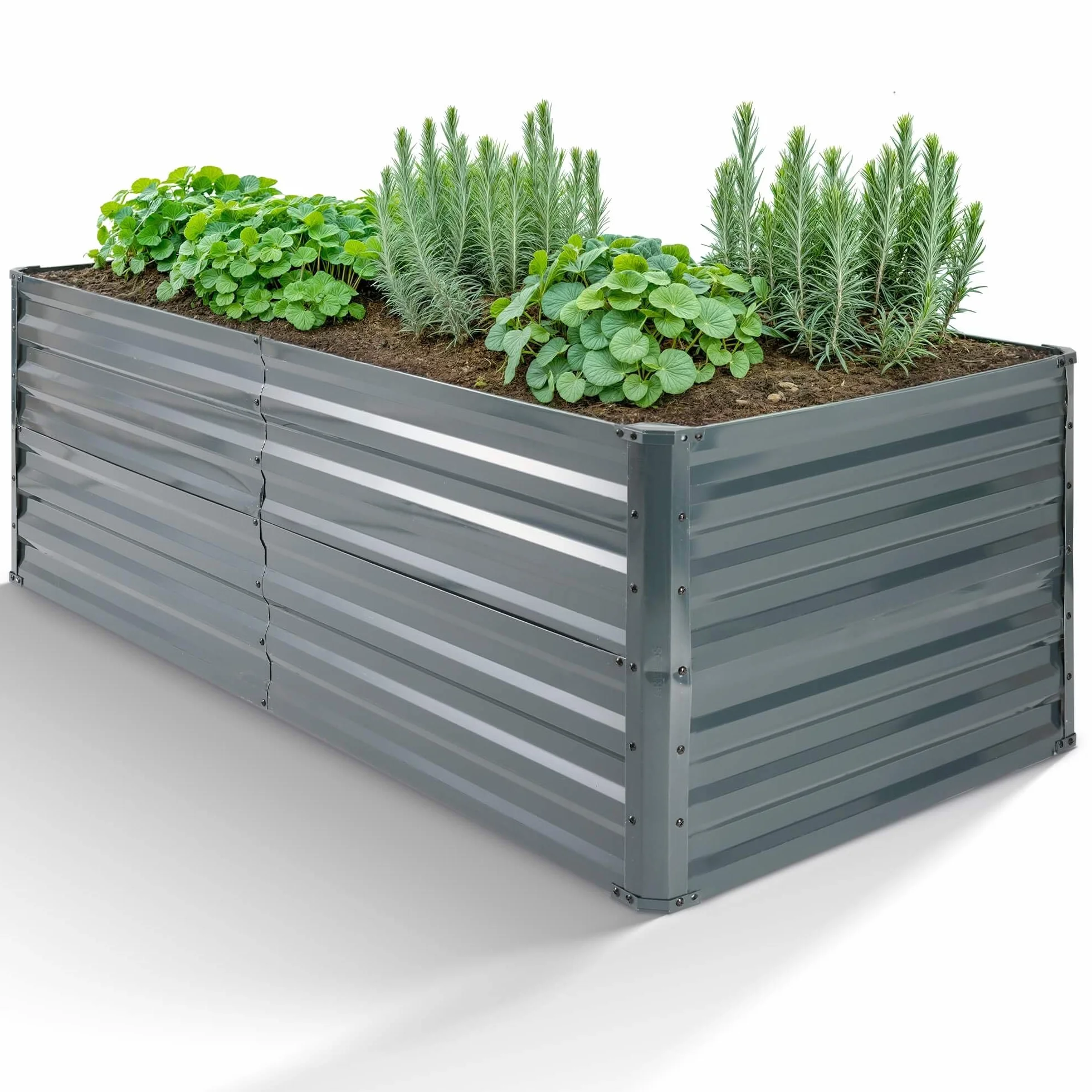 Arebos Cama de Jardín Elevada de Metal 180x90x79 cm | Cama de jardín de Acero galvanizado | Cama de siembra Resistente a la Intemperie y al óxido | Cama de Vegetales Rectangular para jardín y Patio