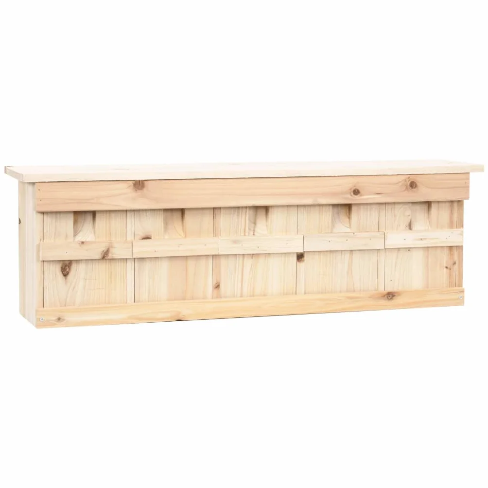 Casa para gorriones con 5 compartimentos de madera de abeto, 68 x 15 x 21 cm, con puertas extraíbles, resistente a la intemperie, para jardín, balcón, terraza, nido y comedero para carboneros