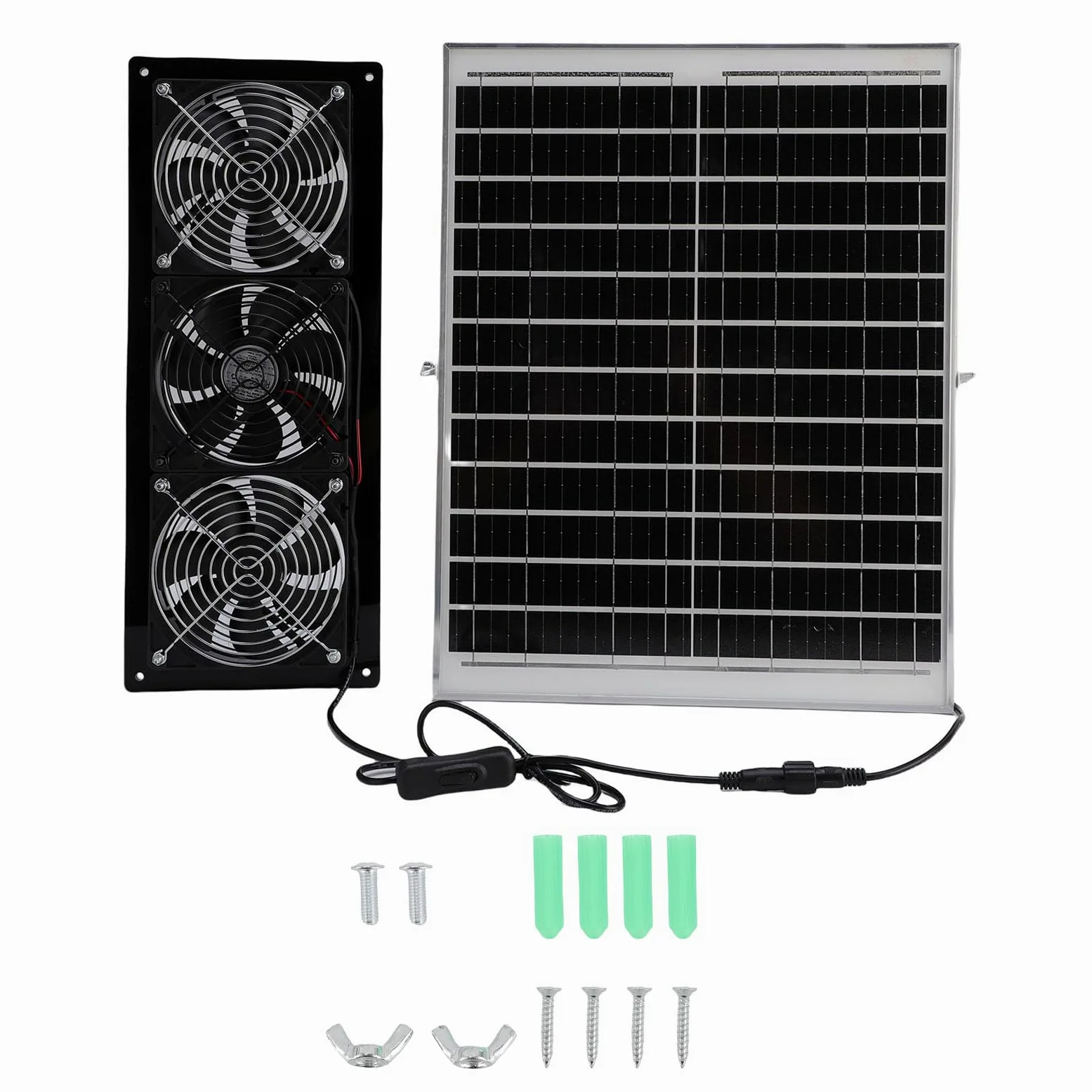 Kit de Ventilador de Escape con Energía Solar, Ventilador Eficiente de Alta Velocidad de 25W para Gallinero, Invernadero, Cobertizo, Casa para Mascotas