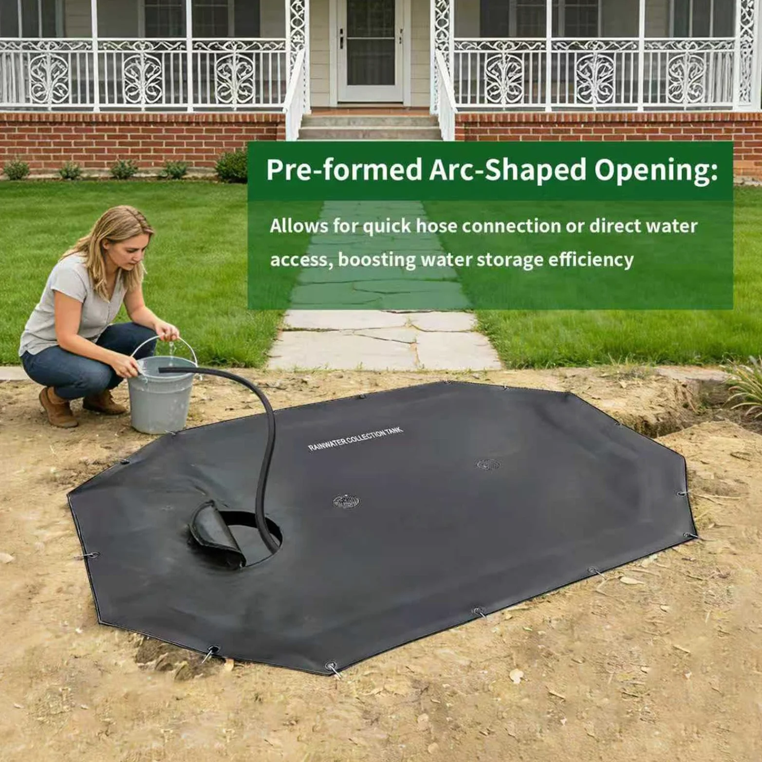 Recolección de Agua Pluvial Almacenamiento Subterráneo de Agua Pluvial | Colector de Elevada Capacidad para Agua para Jardín Exterior Patio Trasero Césped Terraza Entrada de Automóviles Riego Pasa