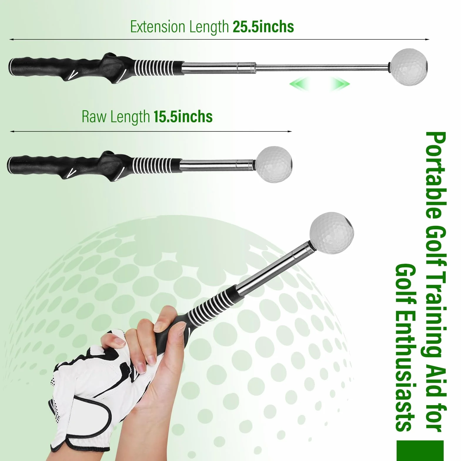 Entrenador de Swing de Golf Telescópico Retráctil con Click para Diestros