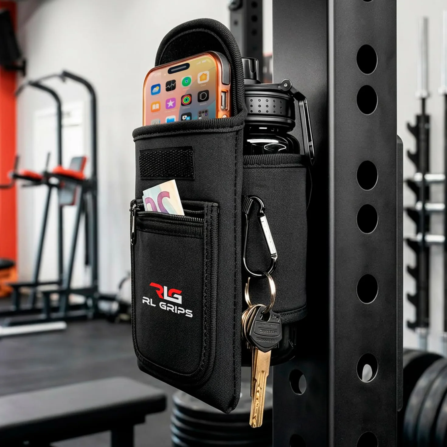 RL Grips Bolsa Magnética Gym para Botella y Móvil – Funda Magnética Gimnasio con Imanes Potentes