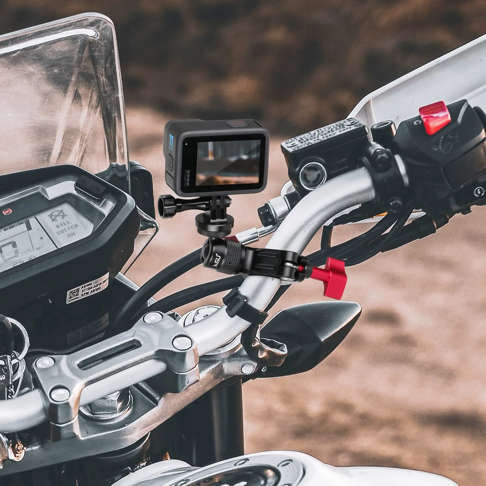 Soporte de Bicicleta para GoPro Cámara, 360° Rotación Montaje de Motocicleta para Cámaras de Acción