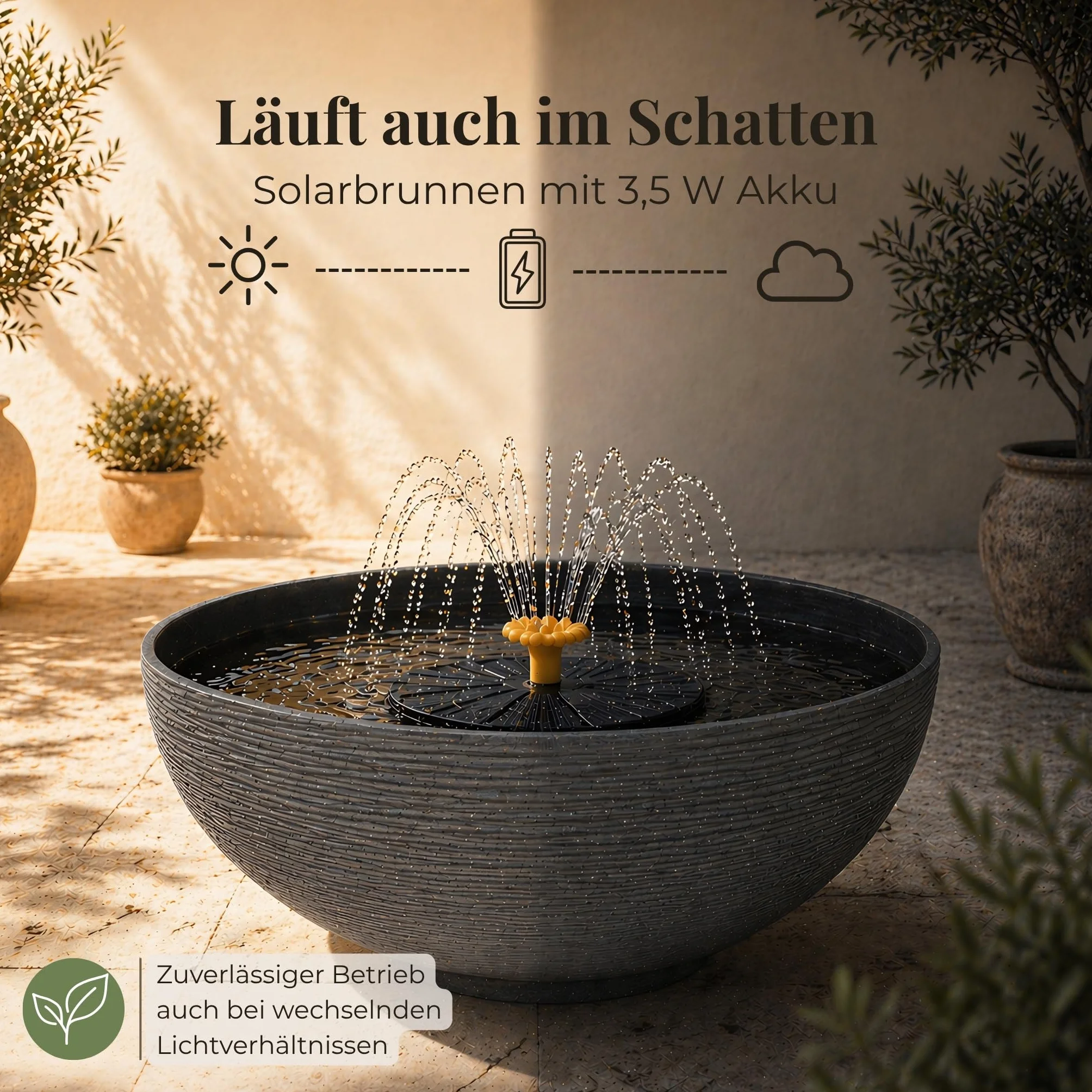 Fuente solar para exteriores antracita 45 cm jardin HOME & HOBBY