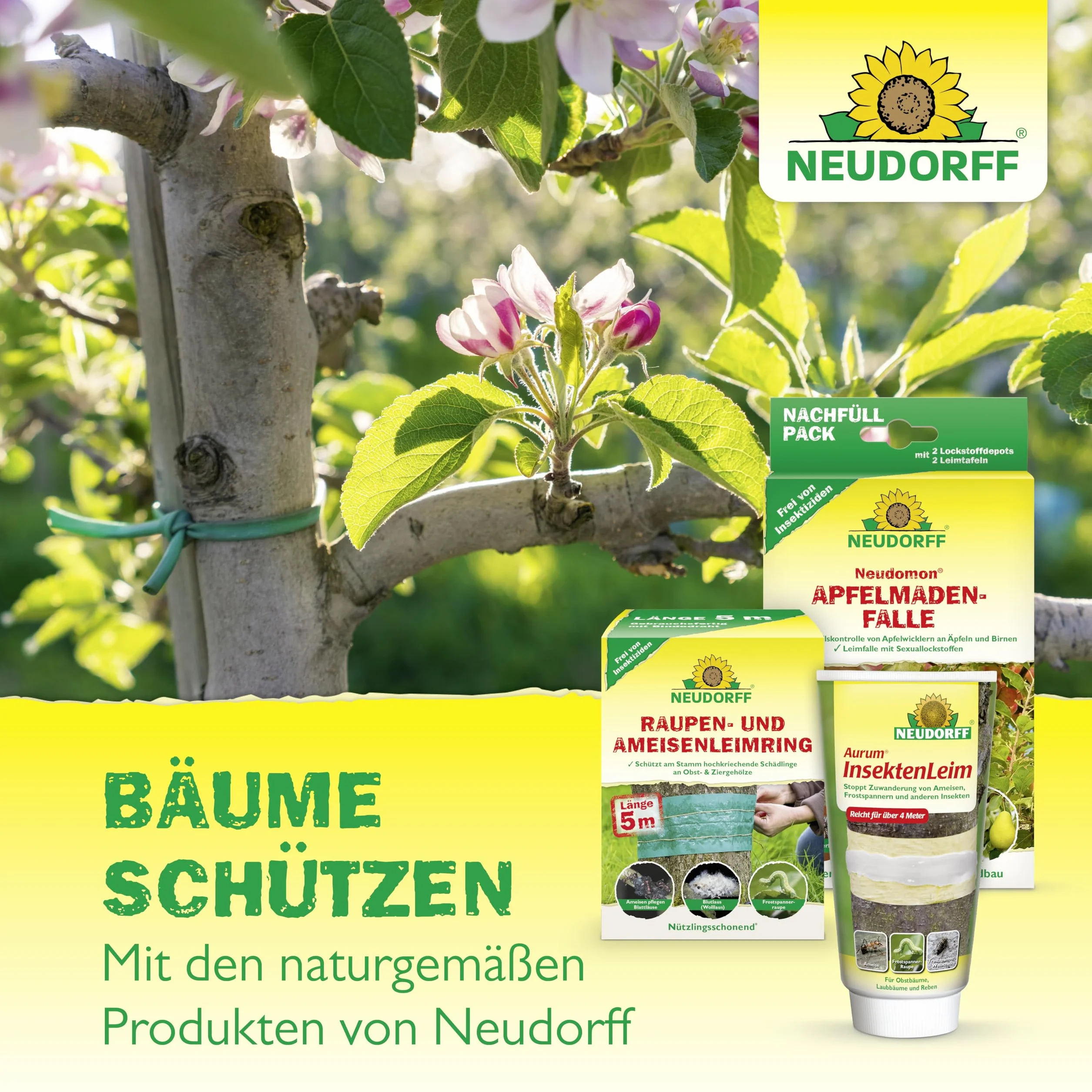 Neudorff Lauril - Cera para árboles lista para usar, cierre de herida para refinar y cicatrizar rápidamente las heridas de frutas y árboles ornamentales, 125 g