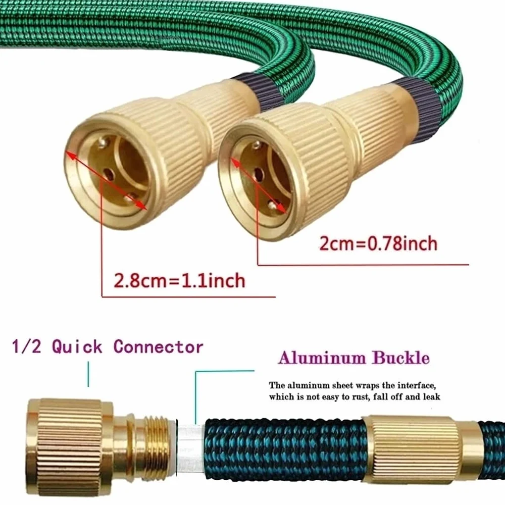 Manguera de jardín expandible Lavado de automóviles de Alta presión Manguera de Agua Flexible mágica Tubo de plástico con hervidor de Espuma Pistola de pulverización (Color : 100ft)