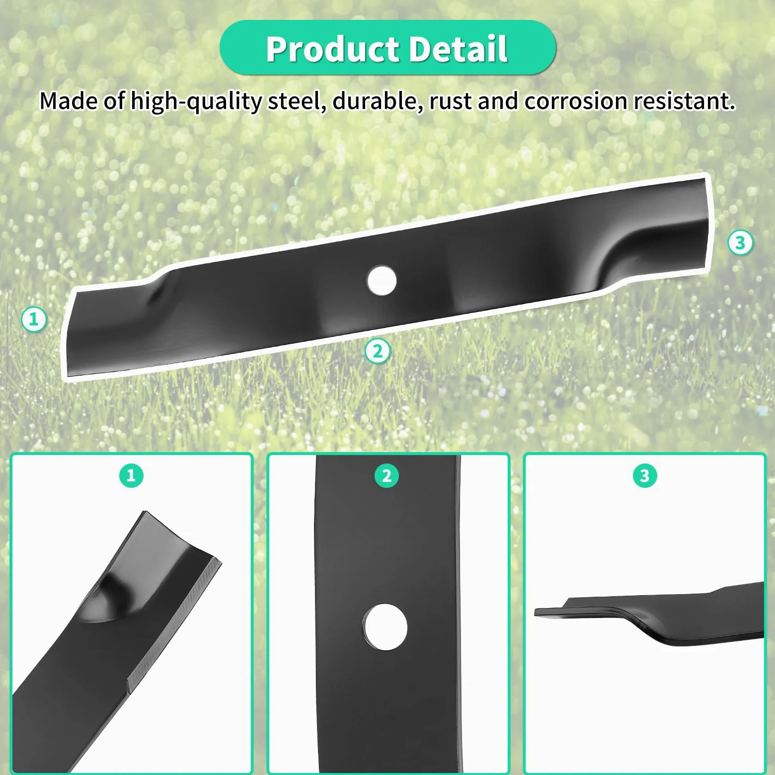 Cuchillas de alta elevación M128485 para cubierta de 60 pulgadas, cuchillas de cortacésped TCU15881 compatibles con cortacésped John Deere 737 757 797 997, sustituye a M131958 M144196