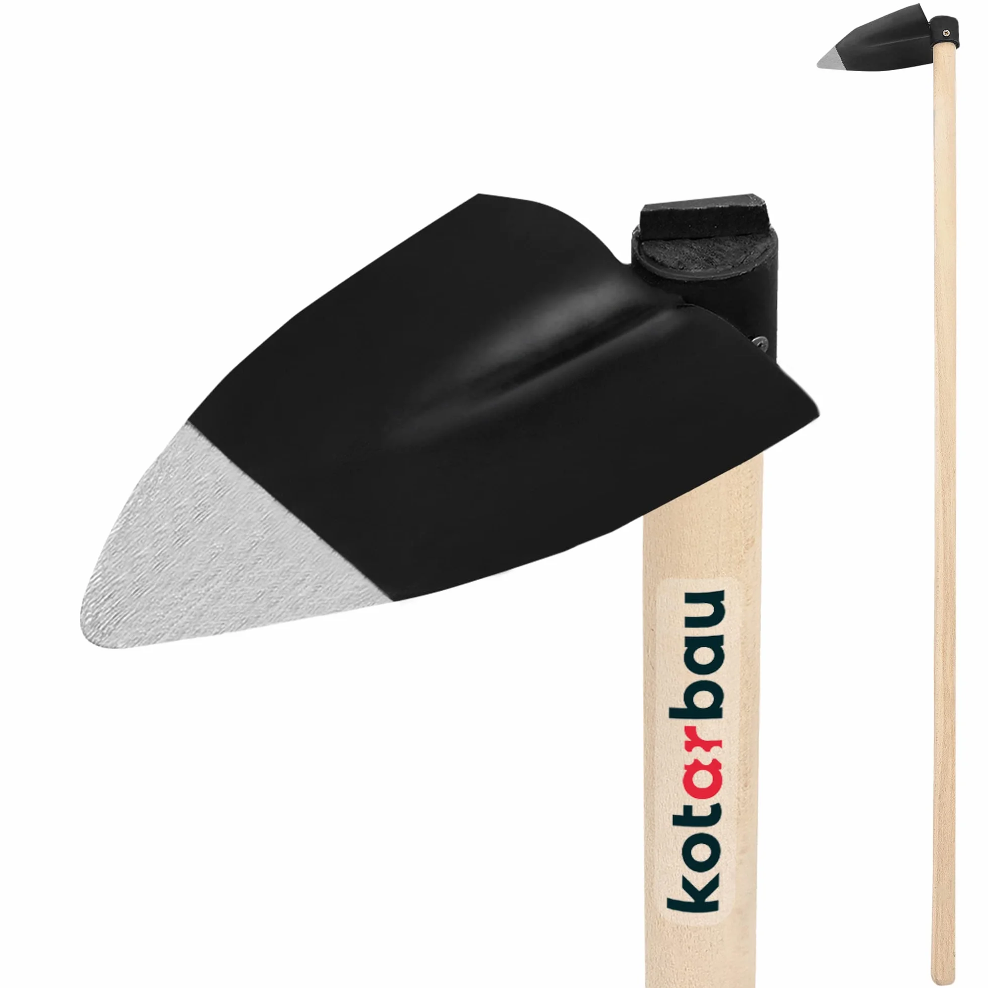 KOTARBAU® Azada de jardín con forma de corazón de 138 x 110 mm con mango de 115 cm, azada de madera, azada para plantas, herramienta de jardín para trasplantar, deshierbe, cuidado de jardín,