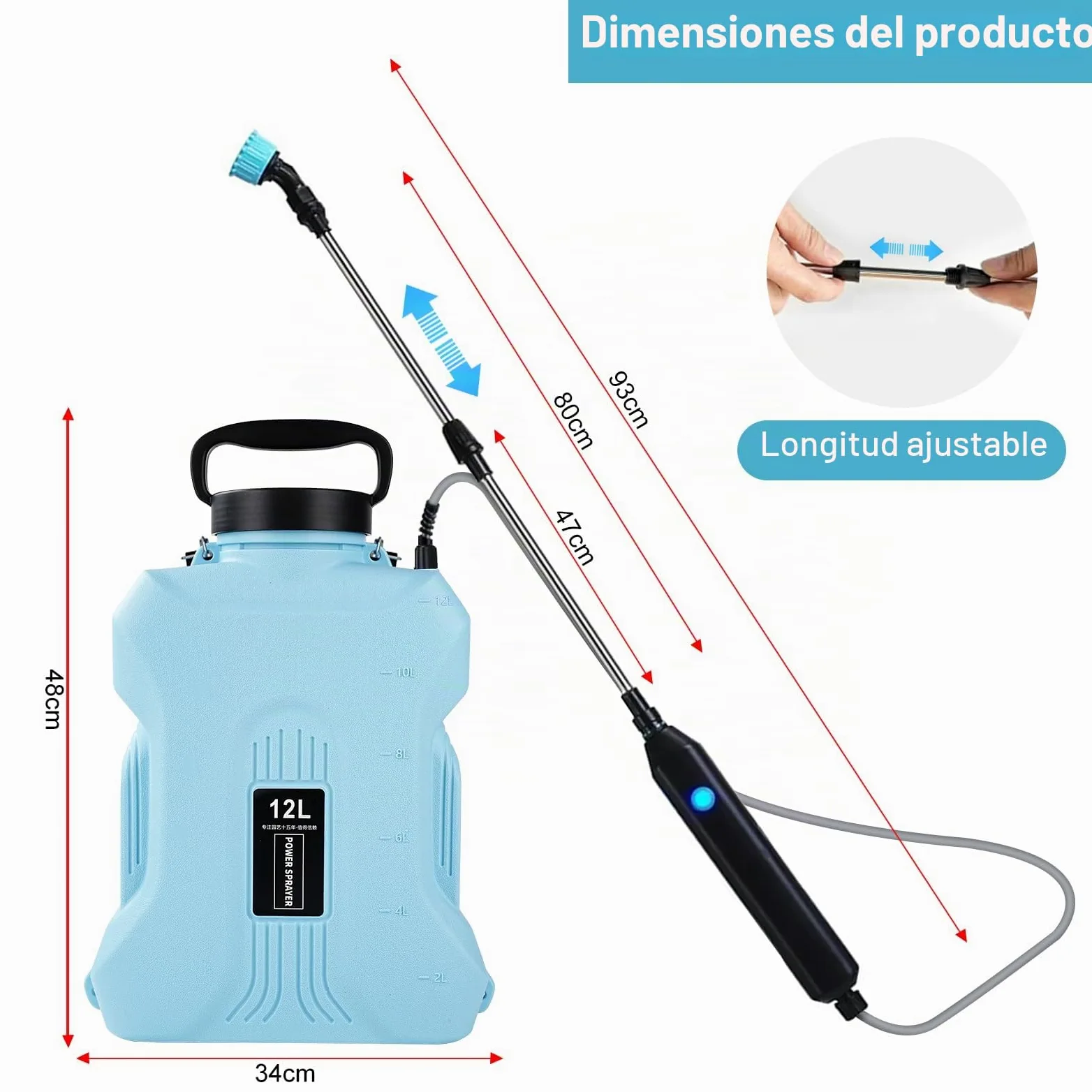 Nikou Pulverizador Electrico de Mochila 12L, Sulfatadora Bateria Pulverizadors Plantas Recargable con 5 Boquillas, Varilla Retráctil, USB, Pulverizador a Presión para Jardín Huerto Riego