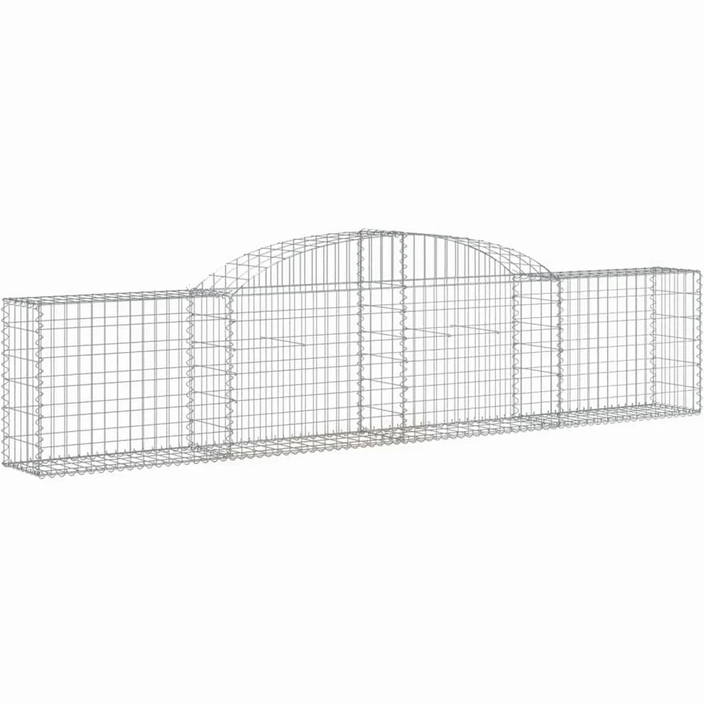 Cestas de gaviones con arco alto, 10 unidades, 300 x 30 x 60/80 cm, hierro galvanizado para barreras de jardín y protección visual, pared de gaviones duradera de alambre resistente como