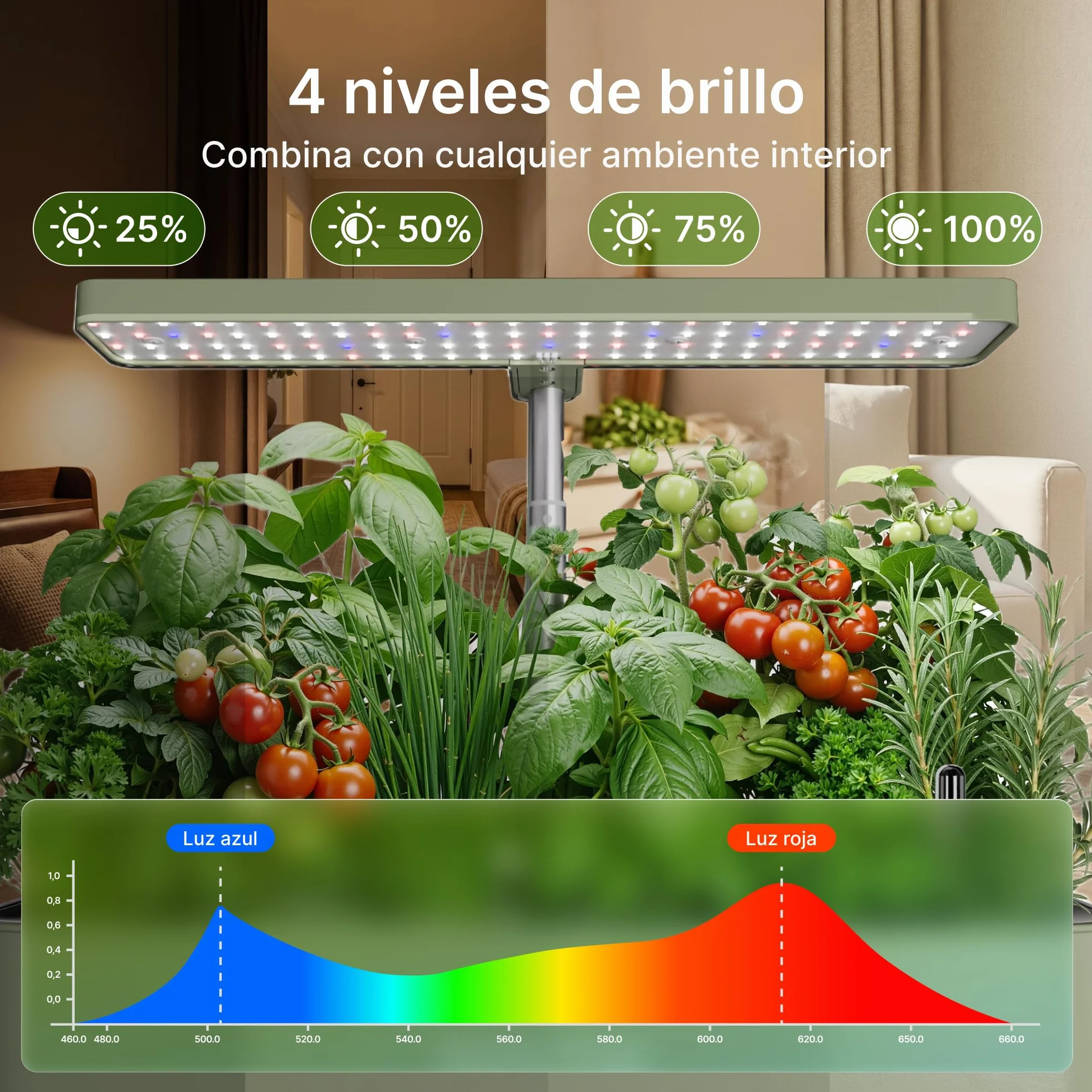 SUNCOZE Sistema de Cultivo Hidropónico Kit de Cultivo Interior con Iluminación LED Automática, Smart Garden 12 Pods, Altura Regulable, depósito de Agua de 4 l, Bomba silenciosa
