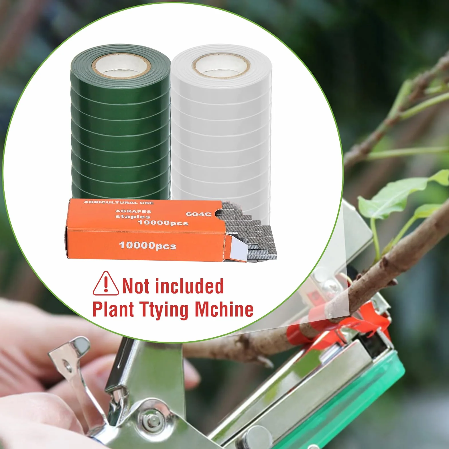 10 Rollos Maquina para Atar Plantas,para Maquina para Atar,Herramienta de Cinta de Jardín para Atar Ramas de Plantas, para Viñedo Pepino Fruta Flores Vegetales