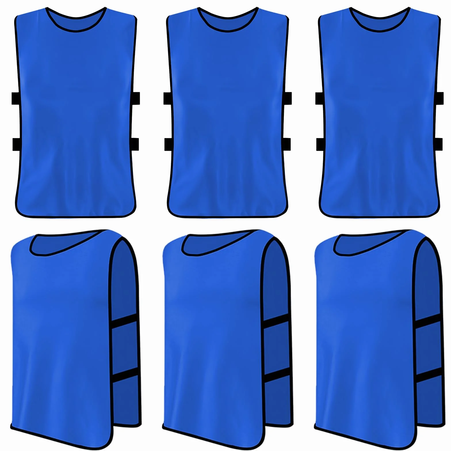 Petos para Niños, Chalecos y Camisetas Deportivos Azul Profundo 6 Piezas