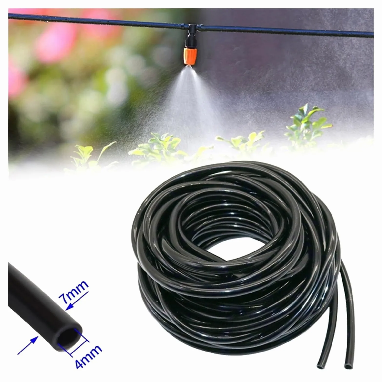Manguera de jardín ligera extensible Manguera de riego for jardín, sistema de riego por microgoteo, tubería for plantas de invernadero, flores, tubería(50M)