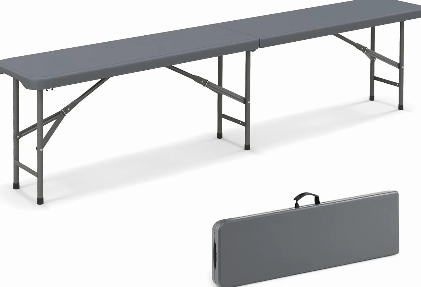 GOPLUS Banco Plegable Portátil 4 Personas 180x30x43 cm Gris Impermeable Exterior