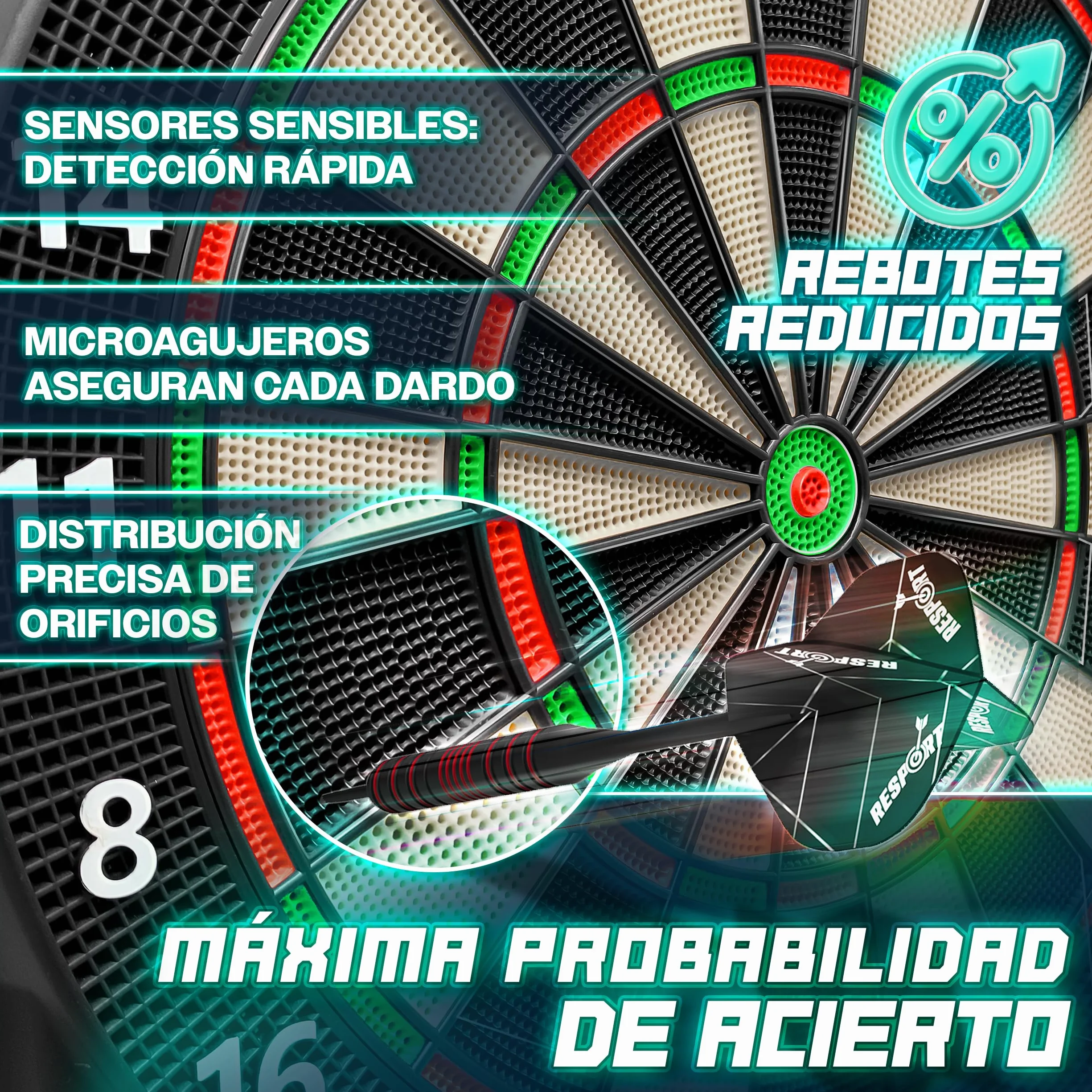 RE:SPORT Diana electrónica profesional 12 dardos 24 plumas Pro 100 puntas máquina de dardos electrónica 1-8 jugadores 427 variantes