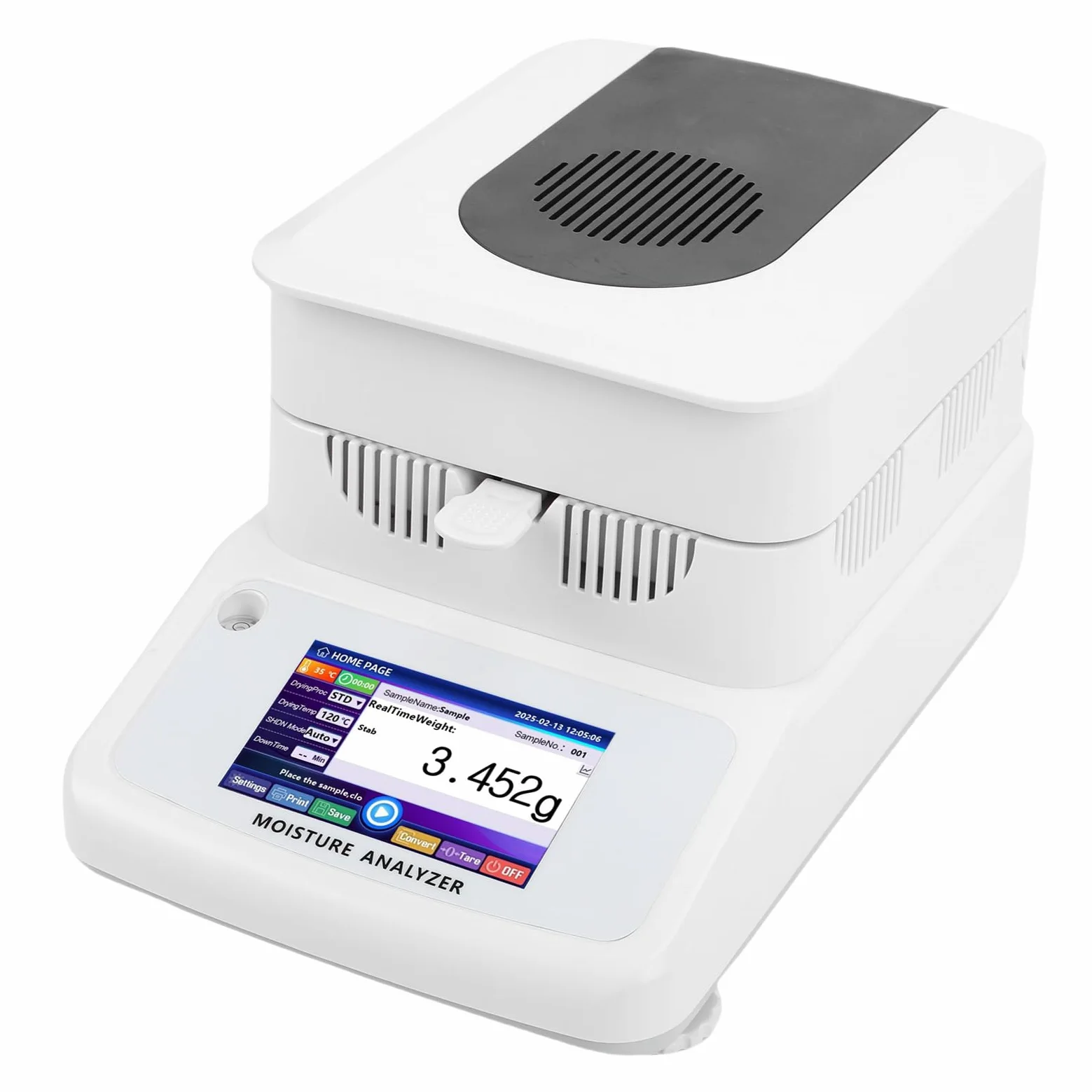 Analizador de Contenido de Agua de Calefacción Halógena, Medidor con Pantalla Táctil de 120 G para Alimentación de Maíz, Precisión de 0,002 G, con Acero Inoxidable, (Enchufe europeo 220V)