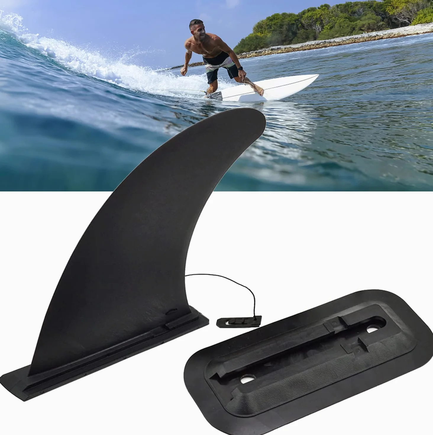 Aletas de Tabla de Surf Removible Universal 9inch Nylon Reforzado para Longboard Surf