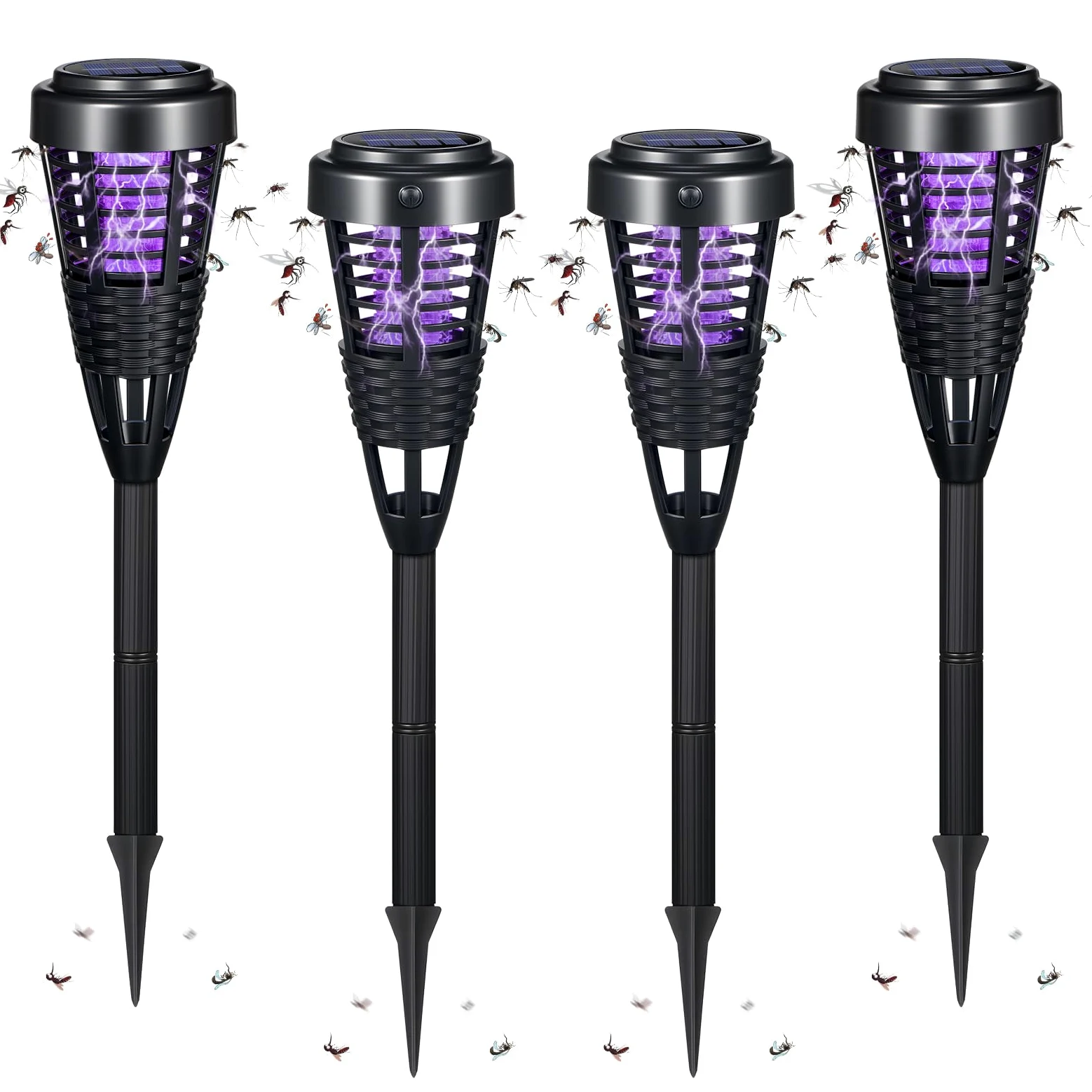 NO.4460427 - Matamosquitos solar para exteriores, impermeable, para mosquitos pequeños insectos voladores, 4 paquetes de 4 repelentes de mosquitos al aire libre, patio, jardín