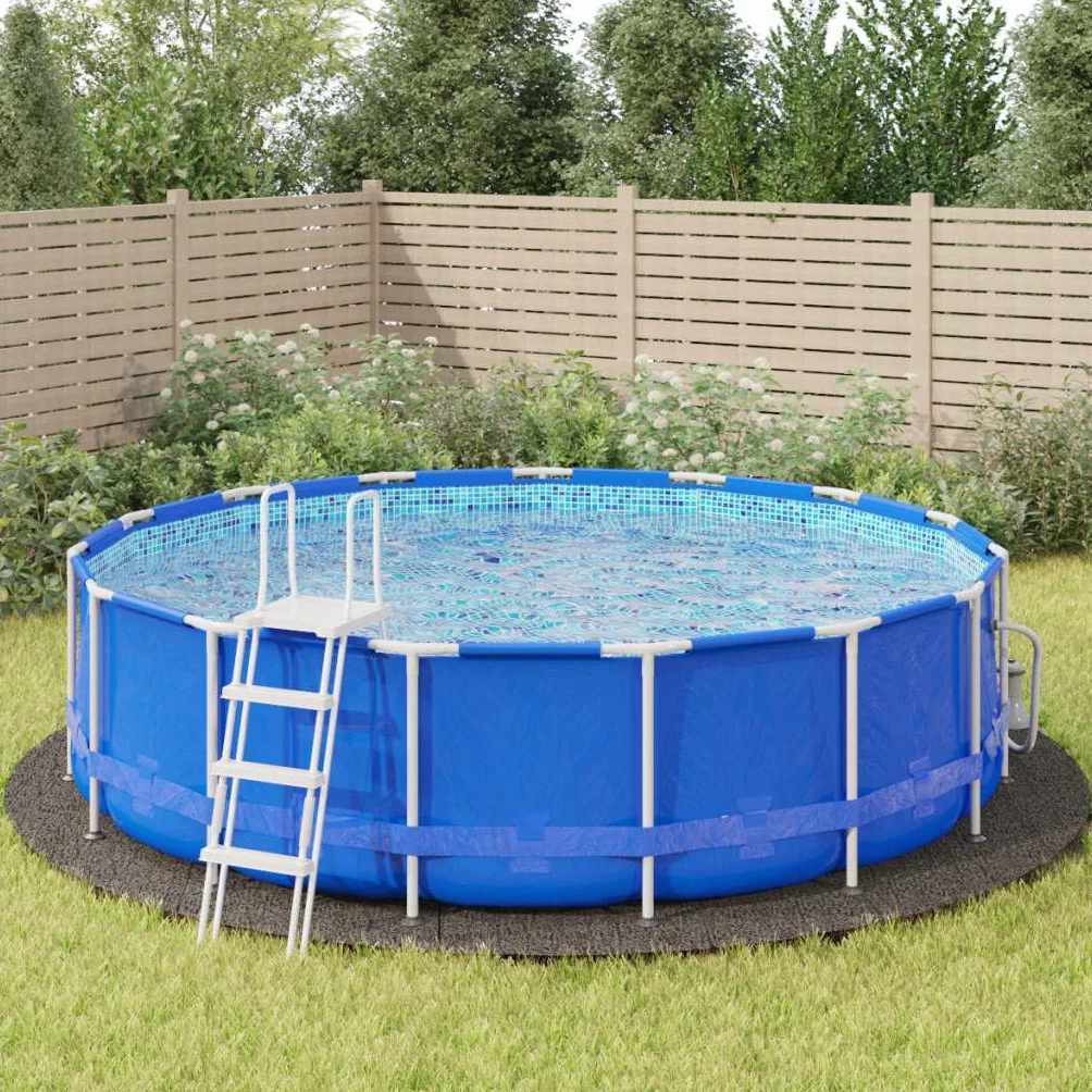 vidaXL Tapiz de Suelo Piscina geotextil de poliéster Gris Claro Ø550cm, Lona Suelo Piscina, Protector de Suelo para Piscina, Alfombra de Piscina