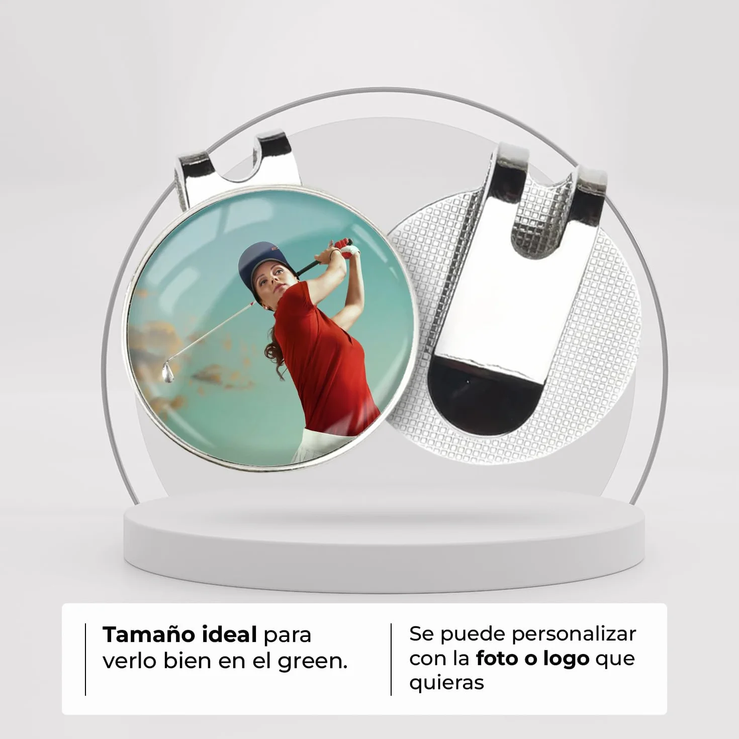 Marcador Bolas de Golf Personalizado con Clip Gorra Magnético, Diámetro 2,5 cm, Caja Regalo