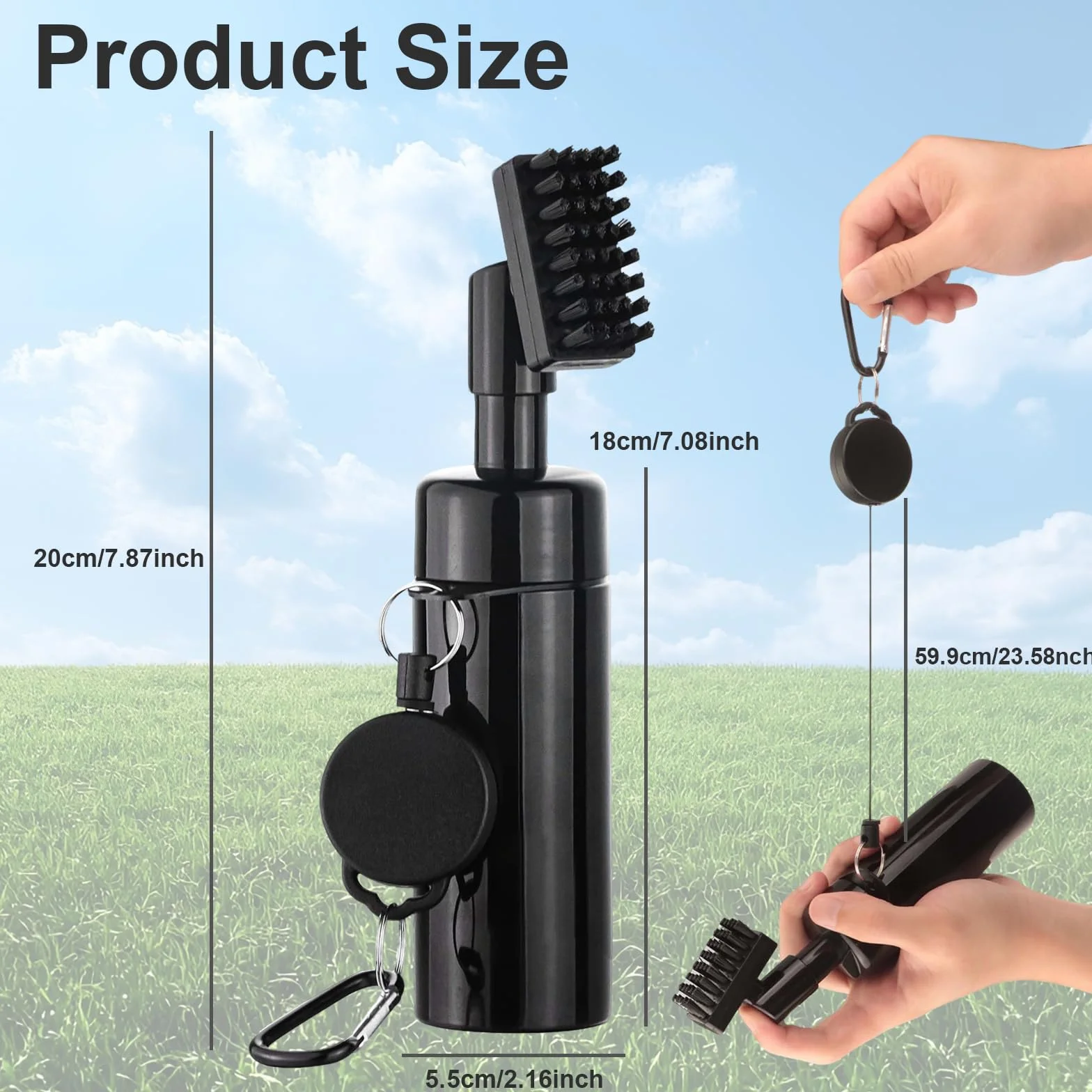 SINZONEu® Limpiador de Palos de Golf con Spray de Agua y Clip, Cepillo Portátil con Cerdas Nylon y Rascador