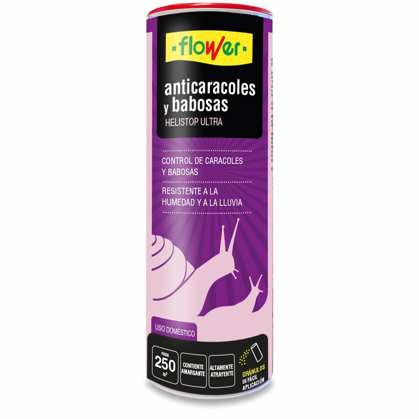 Flower – Anticaracoles y Babosas Helistop Ultra 250 g | Cebo Micro Granulado | Con Metaldehído, Resistente a la Humedad | Jardín y Huerto | Uso Doméstico